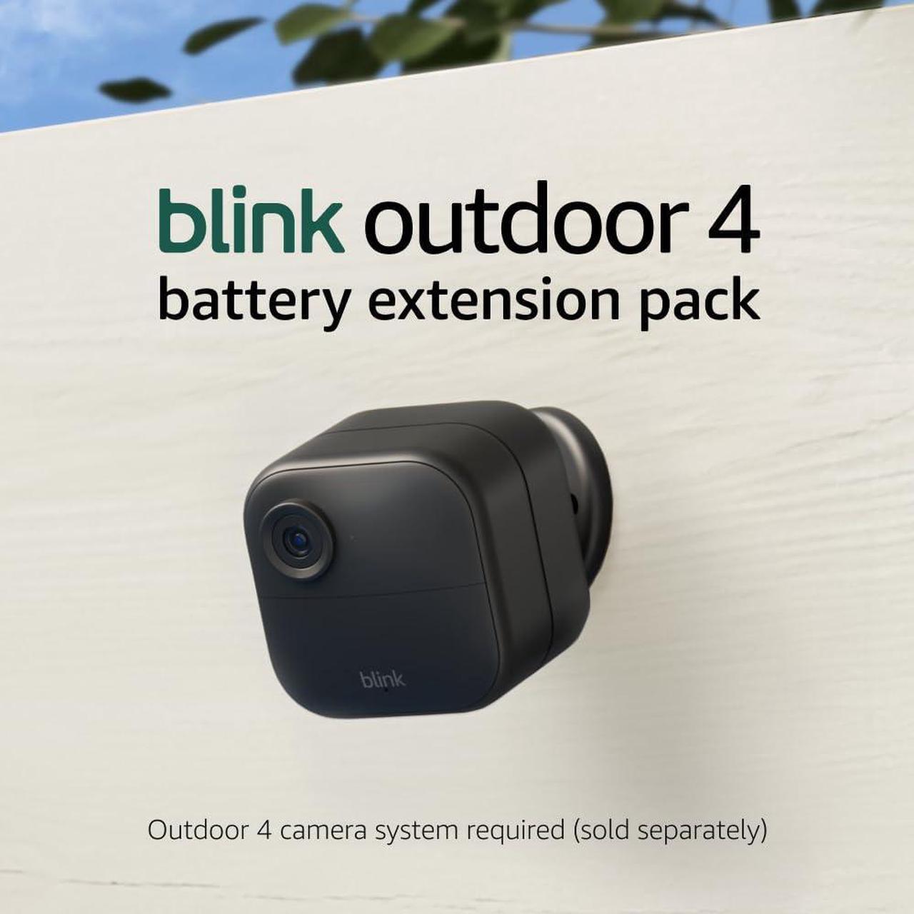 Main image of Blink Outdoor 4 (newest model) + Battery Extension Pack  Four-year battery wireless smart security camera, two-way audio, HD live view, enhanced motion detection  Add-on cam (Sync Module required)