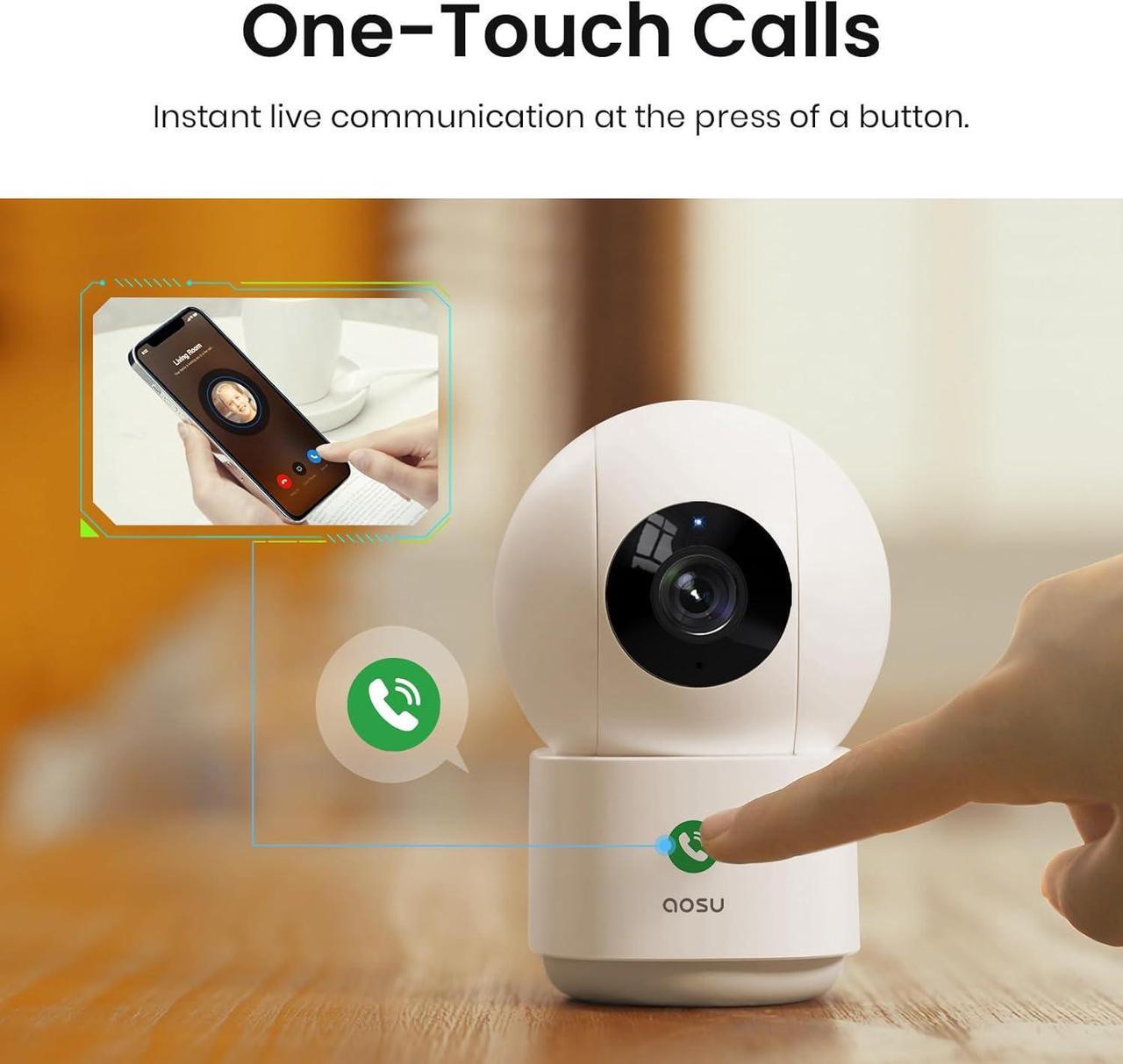 Alt view image 3 of 7 - AOSU 4MP Security Camera Indoor - 2.5K Baby Monitor Pet Camera 360° for Home Security, WiFi Camera with 5/2.4 GHz Wi-Fi Router, One-Touch Call, Smart Motion Tracking (2 Pack)