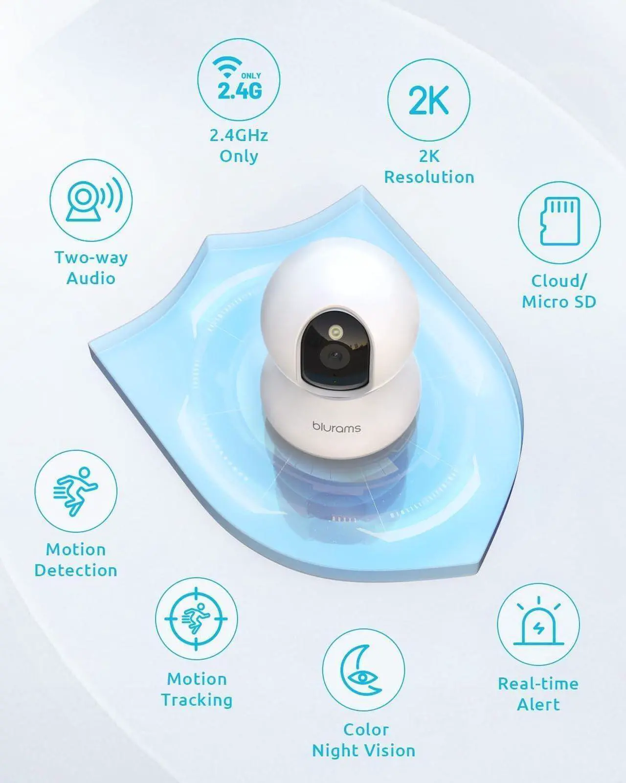 Alt view image 2 of 7 - blurams Indoor & Outdoor Bundle Set, Cameras for Home Security with AI Motion Detection,2-Way Talk, Color/IR Night Vision, Compatible with Alexa
