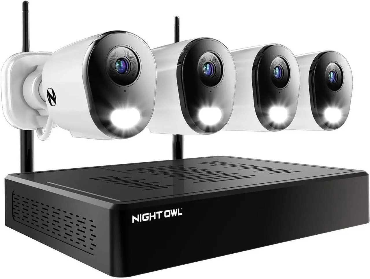 Main image of Night Owl 10 Channel Bluetooth Video Home Security Camera System with (4) Plug-in Wi-Fi 2K HD Indoor/Outdoor Spotlight Cameras with 2-Way Audio and 1TB Hard Drive (Expandable up to 10 Cameras)