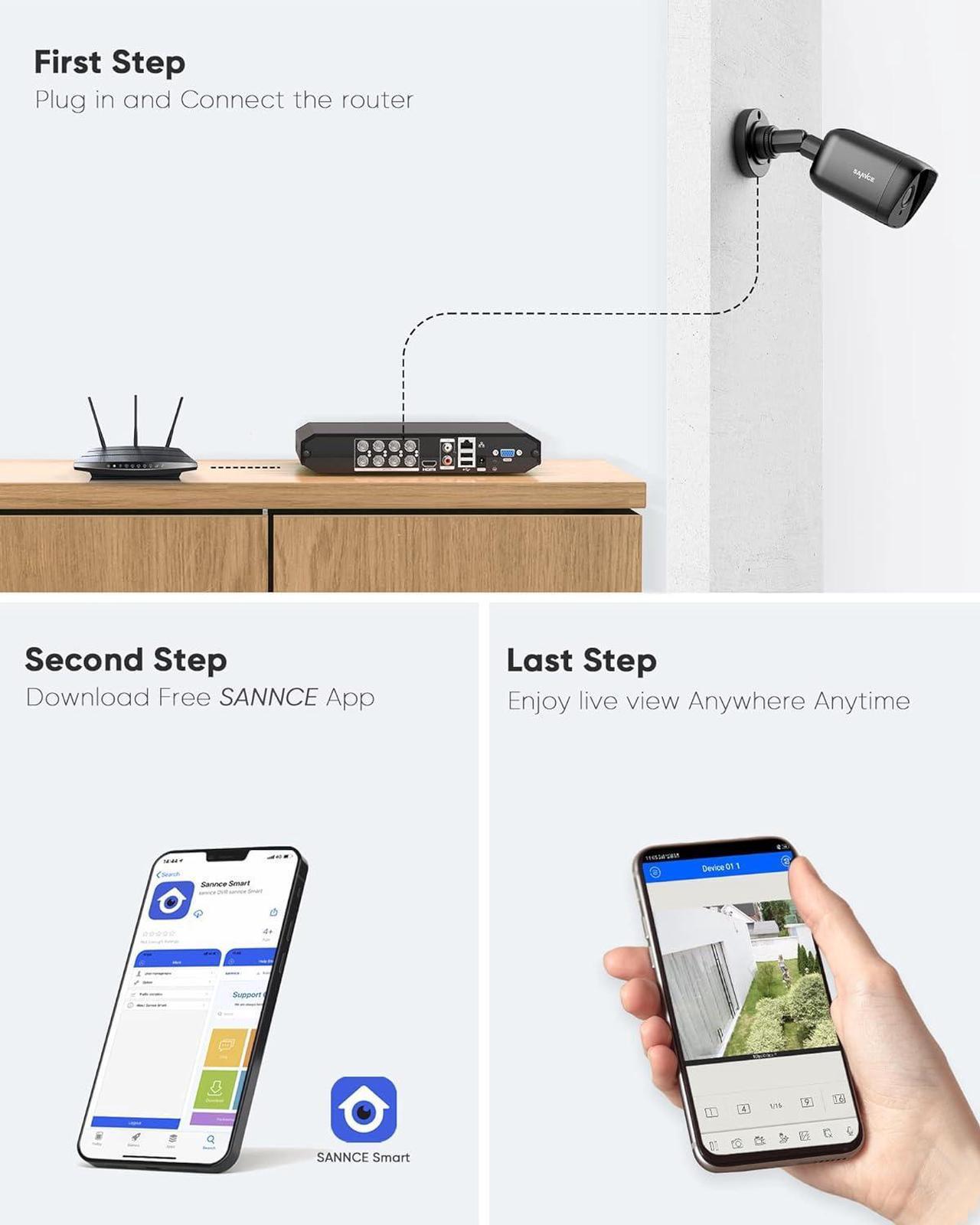 Alt view image 6 of 7 - DVR for Security Camera, SANNCE 5MP 8CH CCTV DVR with 2TB Hard Drive, H.264+ Hybrid 5-in-1 Surveillance Recorder for 8CH Analog and 2CH IP Cameras, Remote Access, Motion Detection, 7/24 Recording