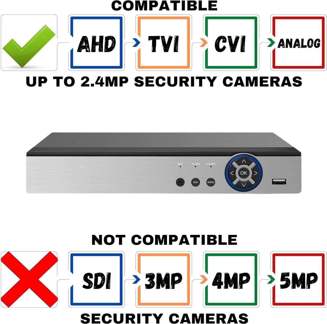 Alt view image 2 of 6 - Evertech 8 Channel Security DVR Recorder H.265 Hybrid 4in1 AHD TVI CVI Analog CCTV Security Camera System for up to 2.4mp Camera Digital Video Recorder 4TB Hard Drive