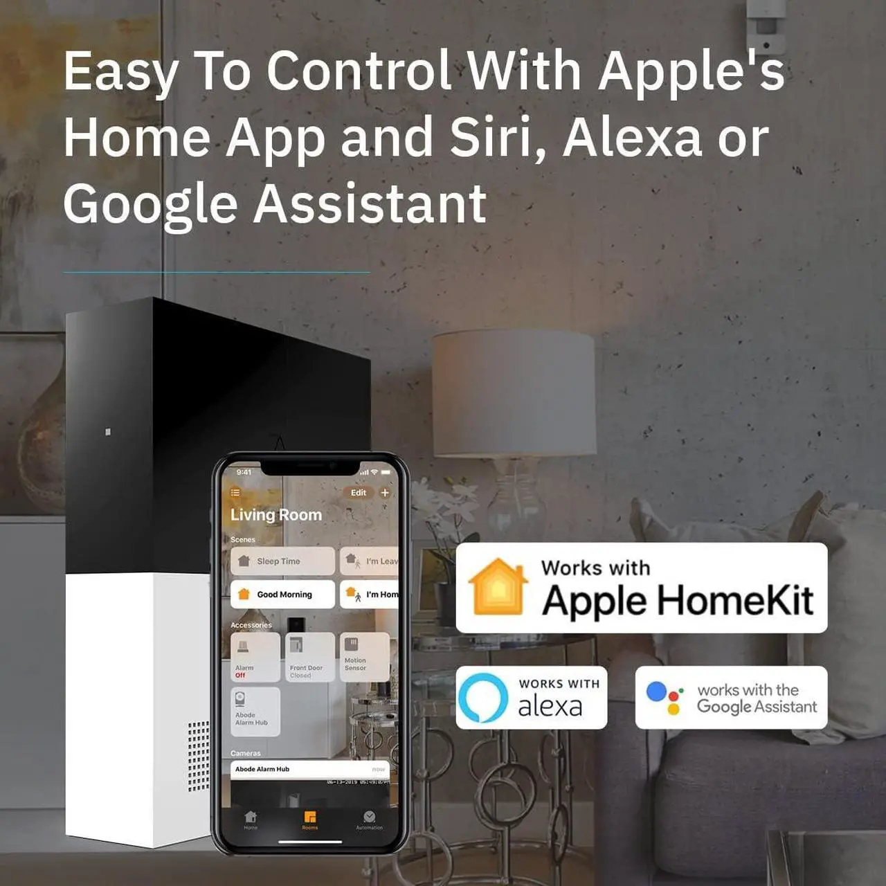 Alt view image 3 of 6 - Abode 4 Piece Wireless Smart Security System - Works with Apple HomeKit, Z-Wave and Zigbee Devices - Expandable to Protect Your Whole Home - Easy DIY Installation - Optional Professional Monitoring