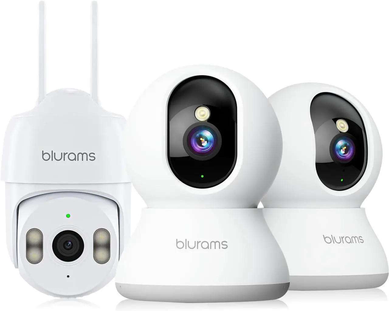 Main image of blurams Indoor & Outdoor Bundle Set, Cameras for Home Security with AI Motion Detection,2-Way Talk, Color/IR Night Vision, Compatible with Alexa
