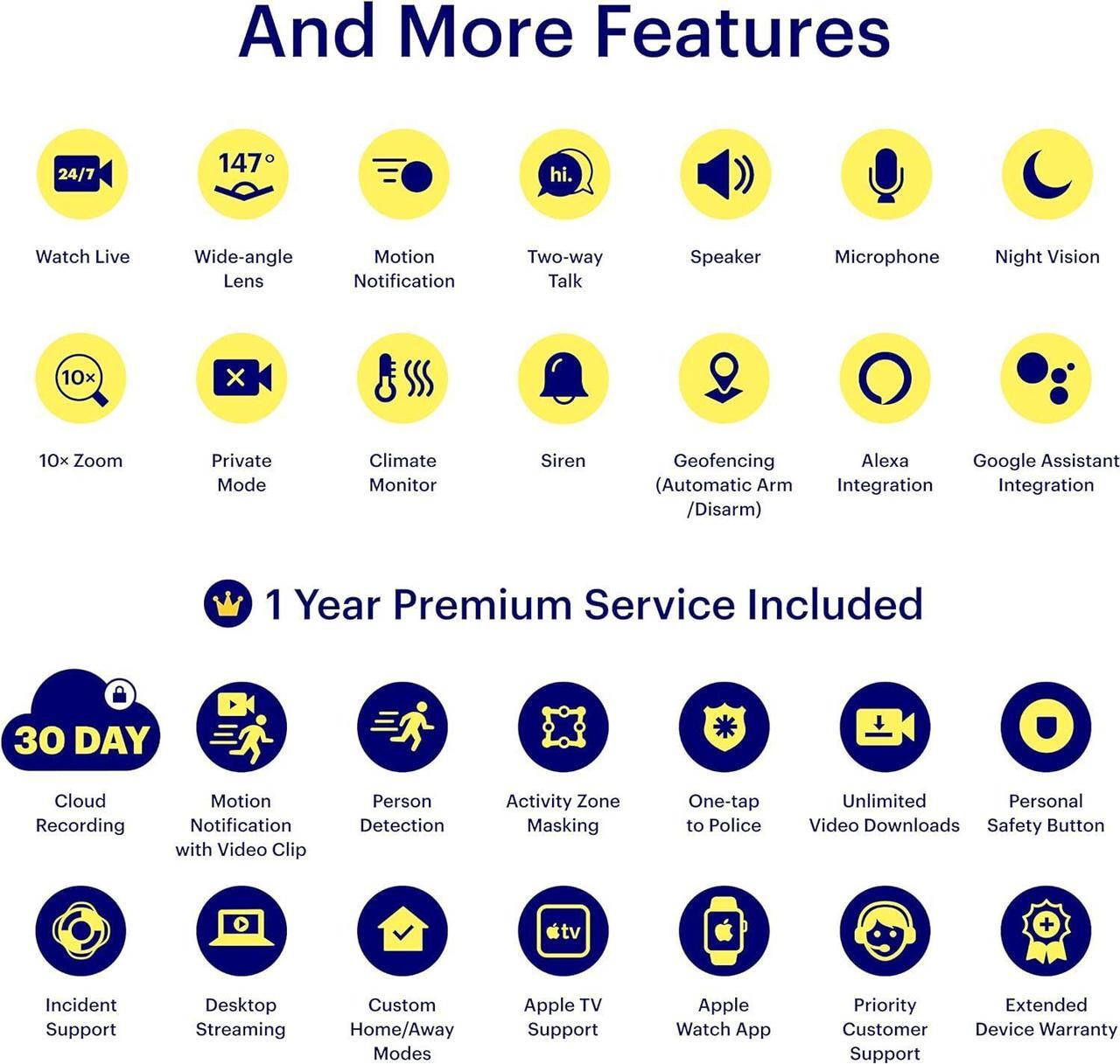 Alt view image 5 of 7 - Canary Pro Indoor Home Security Camera + 1 yr Premium Service incl. WiFi 24/7 Watch Live, 30-day Cloud Recording, Smart Alerts, Siren, Climate Monitor, Two-way Talk, Night Vision & more smart features
