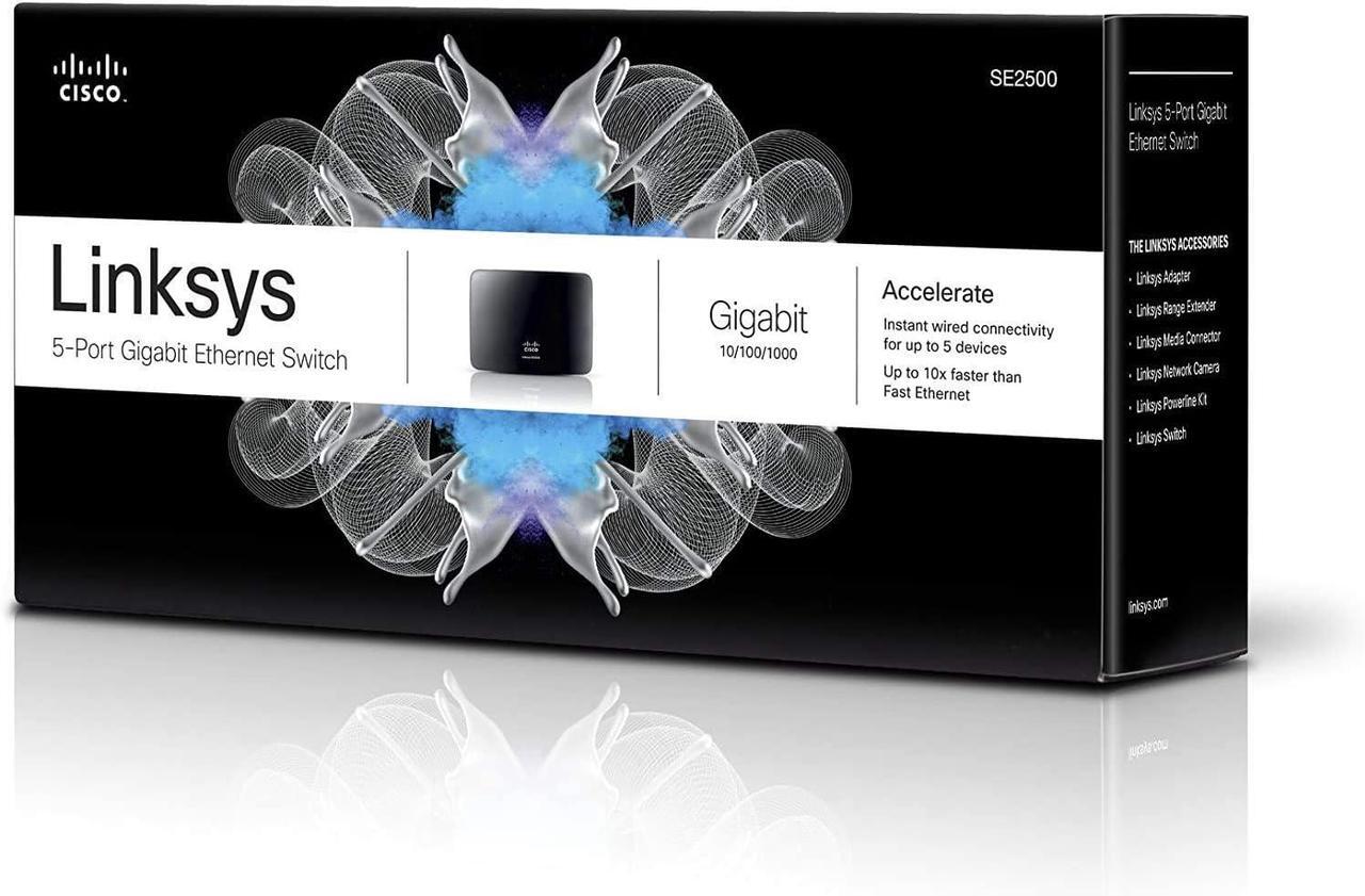 Alt view image 6 of 6 - Linksys SE2500 5-Port Gigabit Ethernet Switch