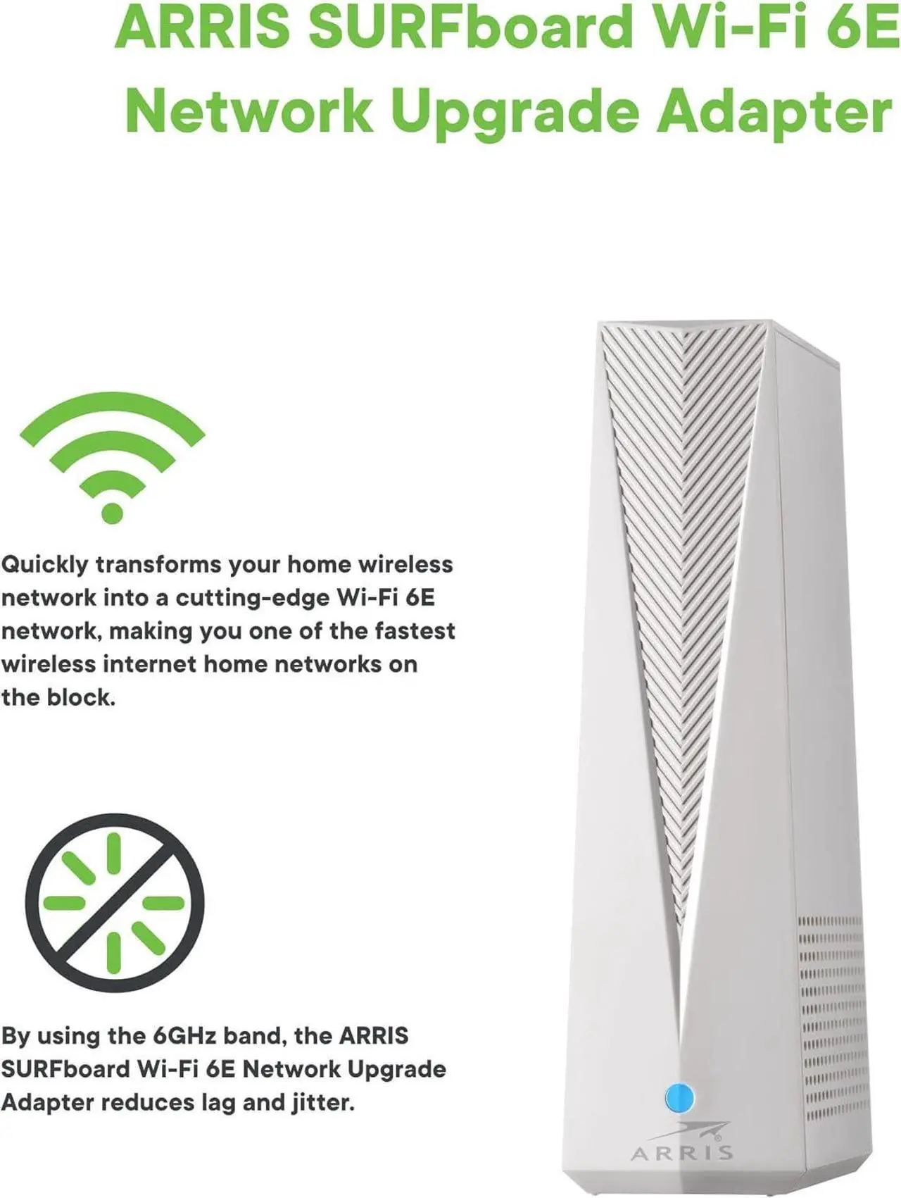 Alt view image 2 of 6 - ARRIS Surfboard Wi-Fi 6E Access Point | W6U | Dedicated 6 GHz Band for Compatible Devices | 2.5 Gbps Port | Works with Any Wi-Fi Device | Upgrade Your Network to Wi-Fi 6E
