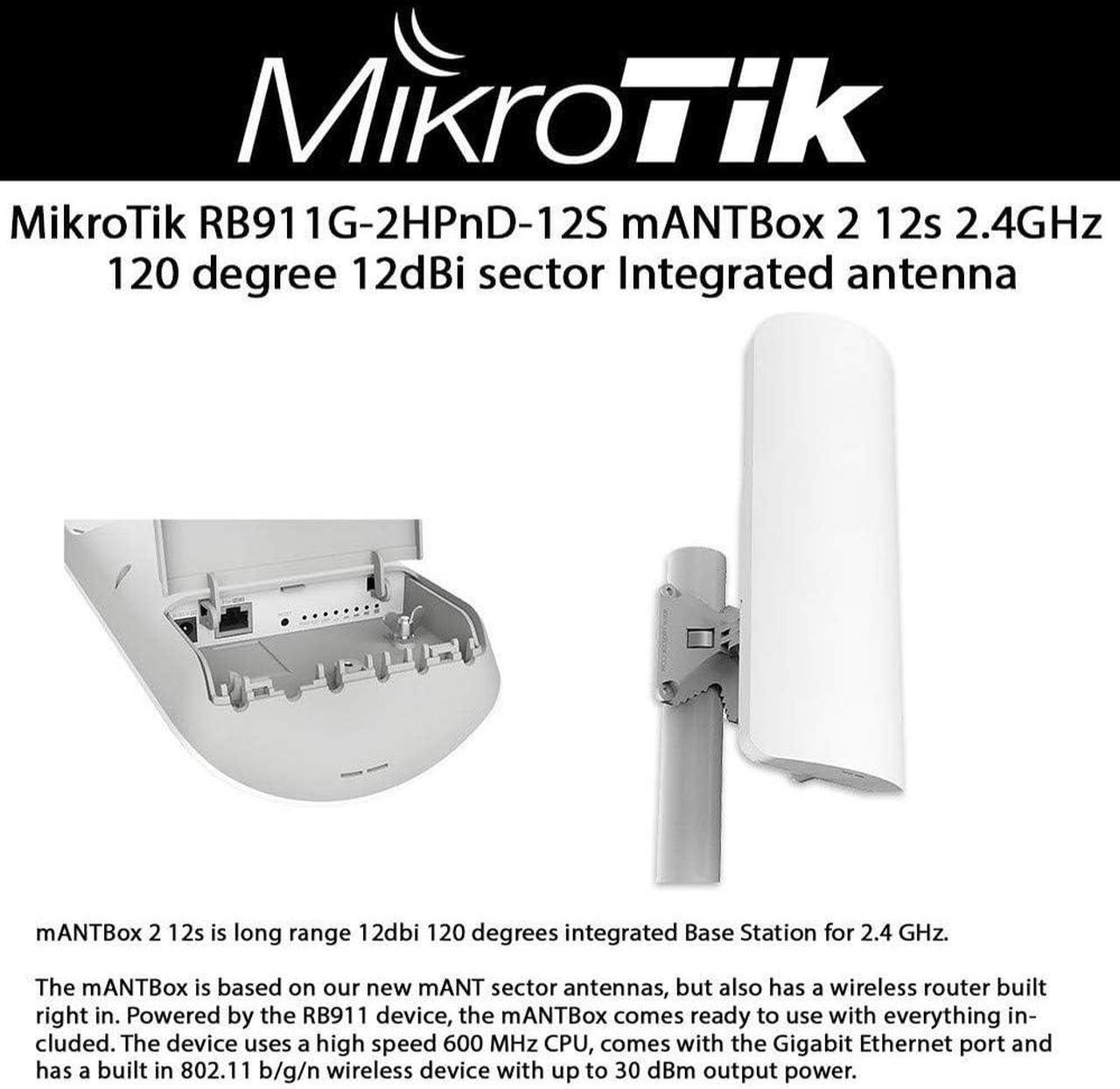 Alt view image 2 of 6 - Mikrotik RB911G-2HPnD-12S Network Antenna 120 dBi Sector Antenna