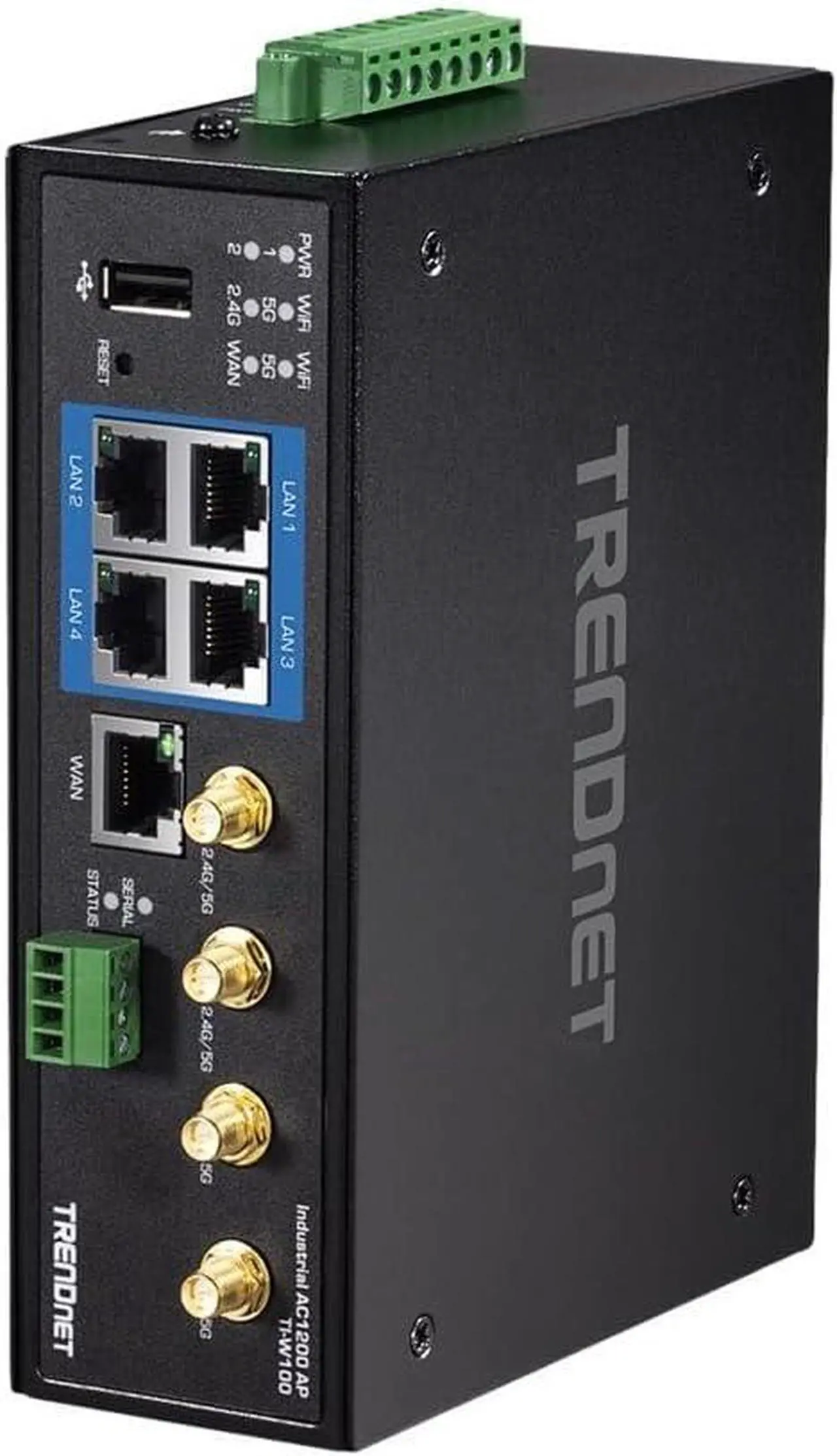 Alt view image 2 of 5 - TRENDnet Industrial AC1200 Wireless Dual Band Gigabit Router, Black, TI-W100
