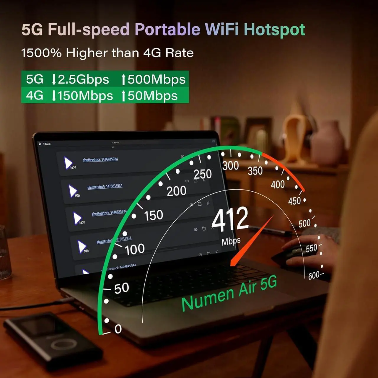 Alt view image 2 of 7 - GlocalMe Numen Air 5G Mobile Hotspot, Portable WiFi Hotspot for Travel in 200+ Countries, Ultra High Speed Hotspot Device with Global 1.1GB Data, No SIM Card Required, 16 Connected Devices