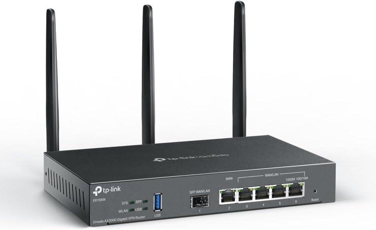Alt view image 2 of 6 - TP-Link ER706W Omada Gigabit AX3000 WiFi 6 VPN Router | 1x USB 3.0 Support USB Storage and LTE Backup with LTE dongle | Supports Omada Mesh | Easy Set-up