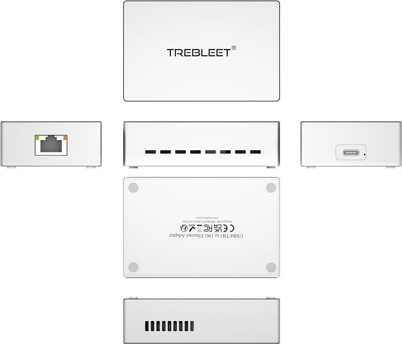 Alt view image 5 of 5 - TREBLEET USB4 10GbE Ethernet Adapter, Compatible with Thunderbolt 4 and Thunderbolt 5, Built-in Silent Cooling Fan, 10GB high-Speed Network Connection Supports NAS, Windows, and Mac