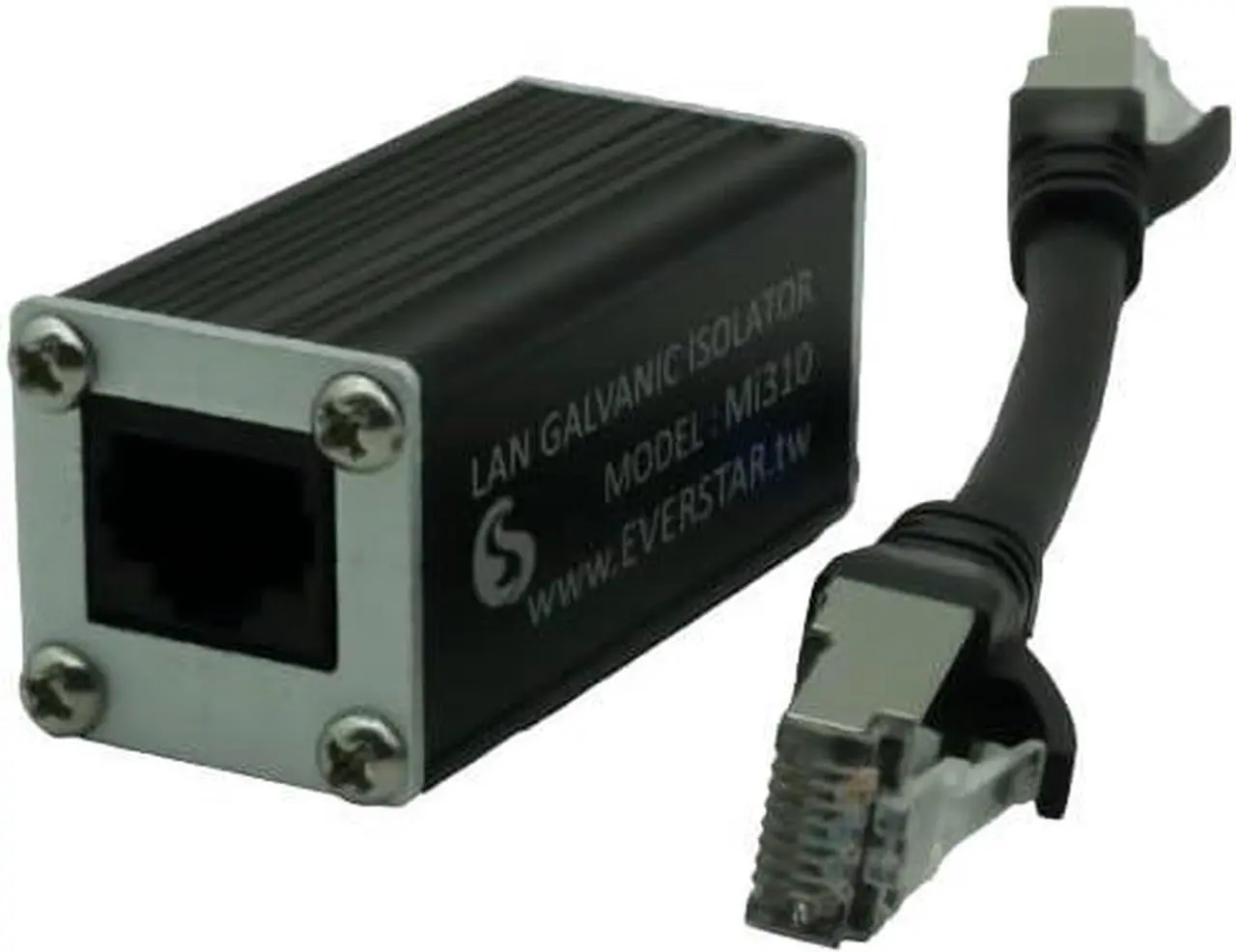 Main image of EverStar New MI-310 Metallic Housing Ethernet Galvanic Isolator + 6 Patch STP Cable (1+1pc Kit) for Apple/Android TV, Hi-Res Audio Systems (RJ45) | LAN Signal Noise Filter | Black