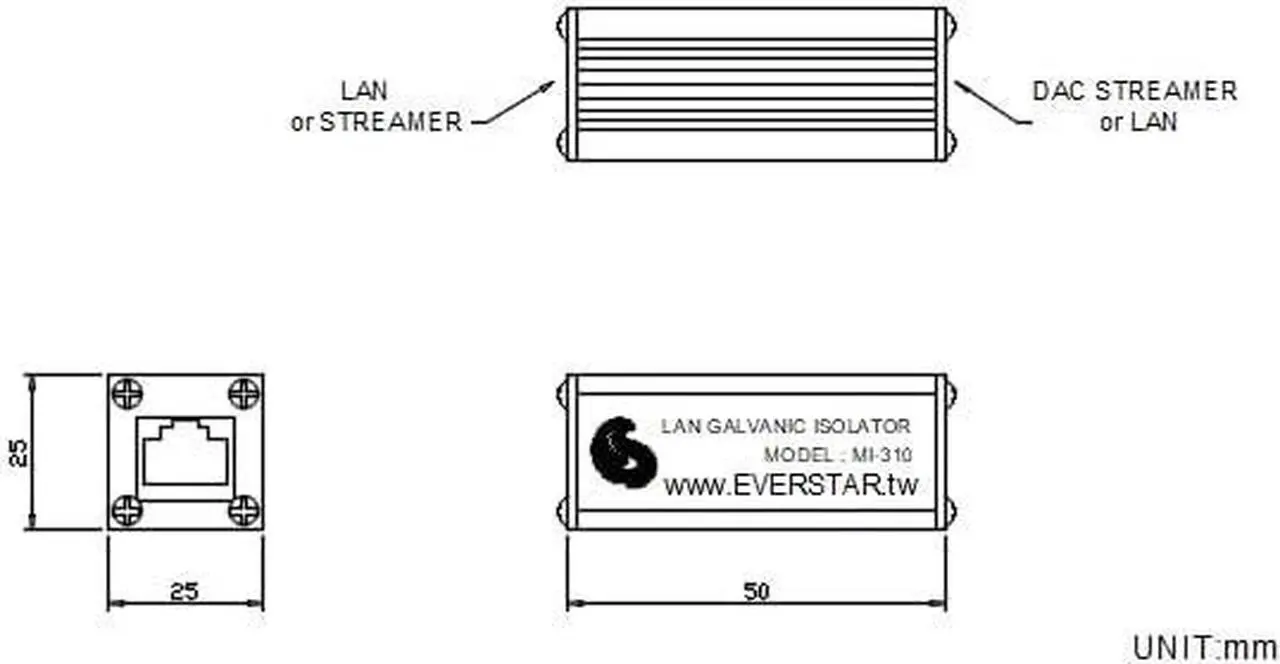 Alt view image 5 of 7 - EverStar New MI-310 Metallic Housing Ethernet Galvanic Isolator + 6 Patch STP Cable (1+1pc Kit) for Apple/Android TV, Hi-Res Audio Systems (RJ45) | LAN Signal Noise Filter | Black