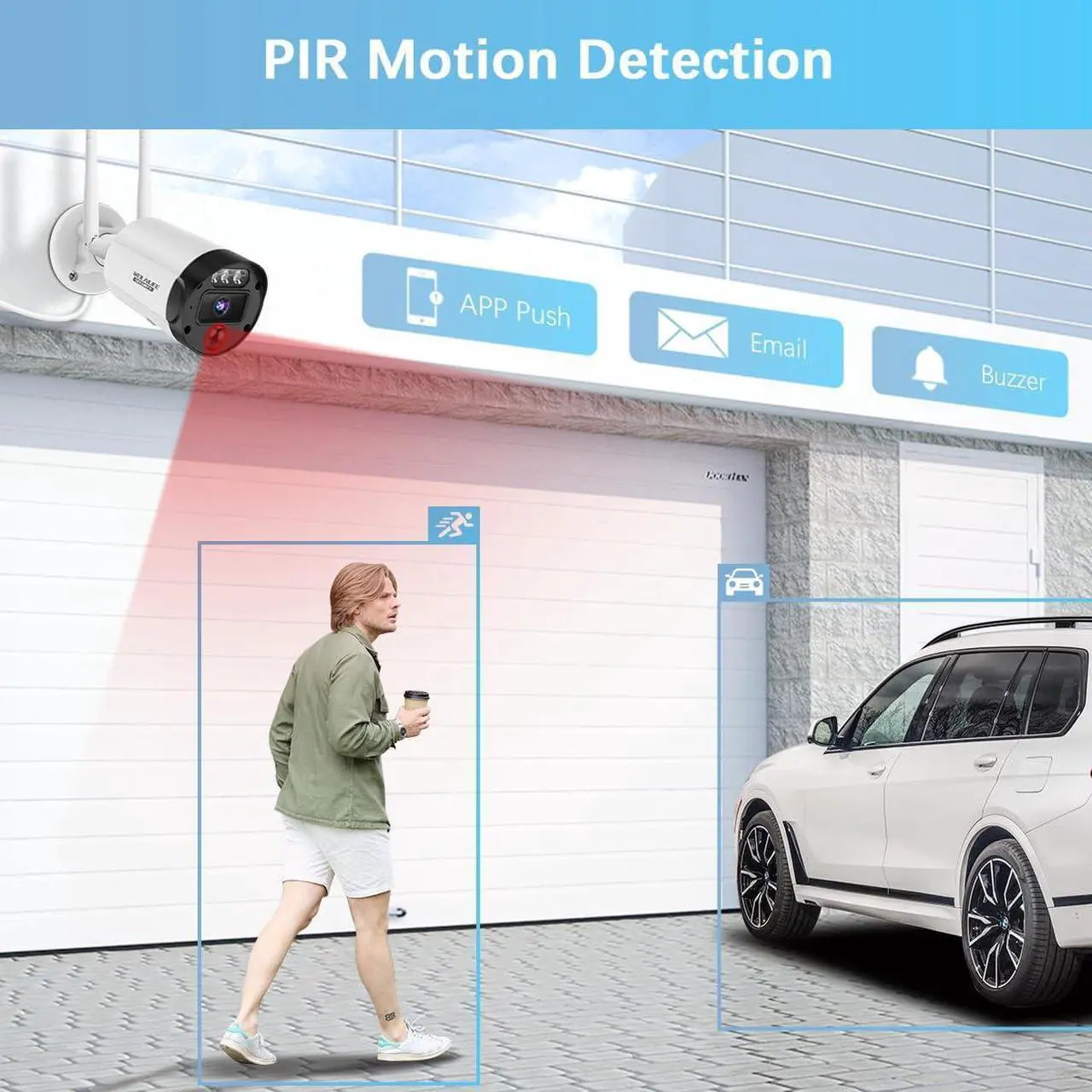 Alt view image 6 of 7 - Gadpiparty 90ft Super Night Vision & 2-Way Audio Outdoor Wireless Security Camera System, WiFi Video Surveillance, Wireless Cameras for Home Security