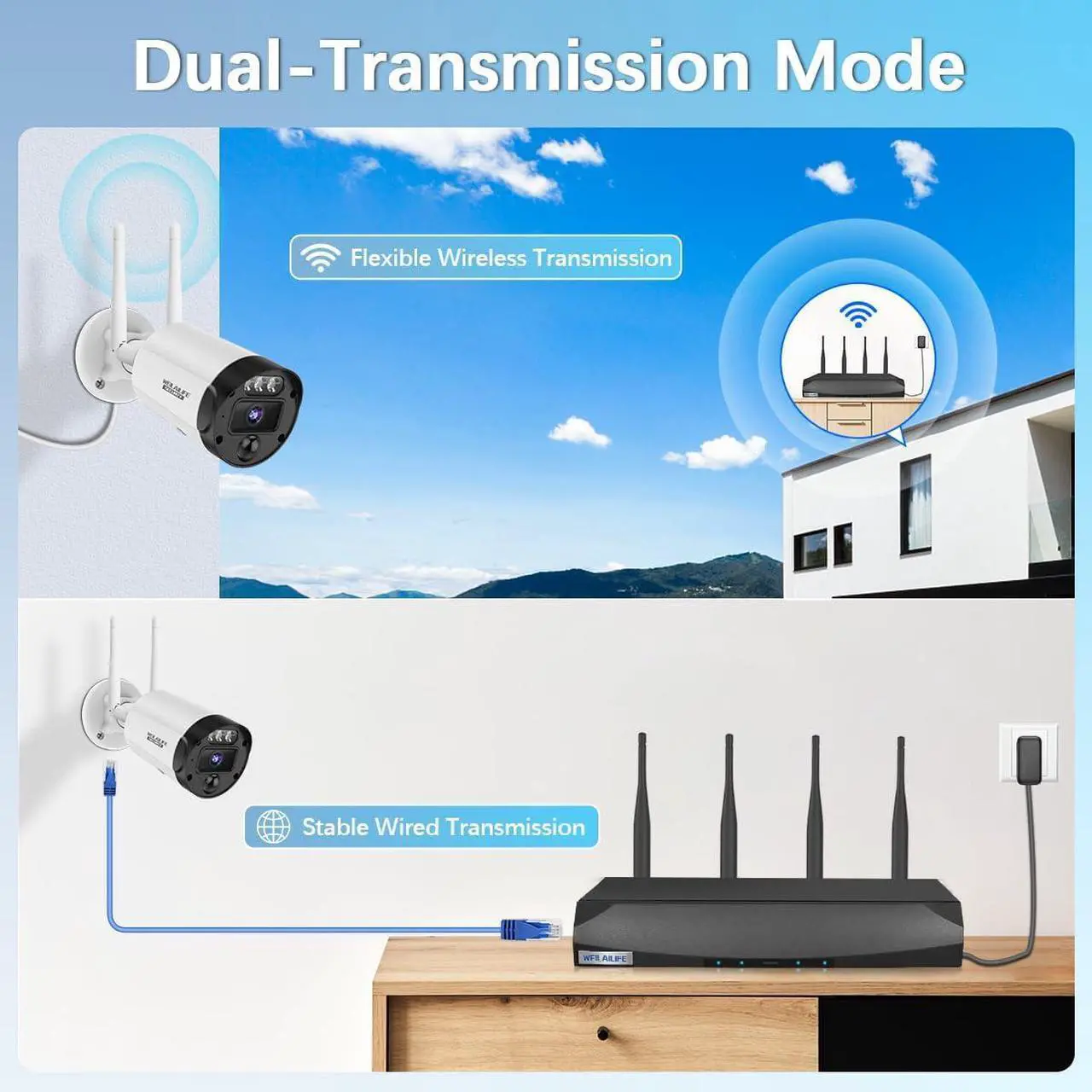 Alt view image 5 of 7 - Gadpiparty 90ft Super Night Vision & 2-Way Audio Outdoor Wireless Security Camera System, WiFi Video Surveillance, Wireless Cameras for Home Security