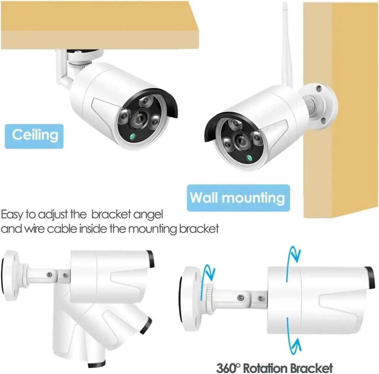 Alt view image 4 of 6 - Gadpiparty 5MP 3MP IP Waterproof Security 1080P WiFi Audio Camera Compatible for Eseecloud NVR Recorder CCTV System Kits(5.0MPAudio IPC-White)