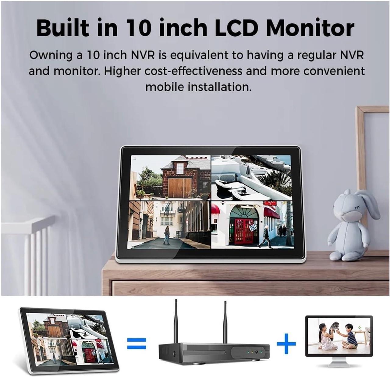Alt view image 7 of 7 - Gadpiparty 3/5MP Wireless Security Cameras Kit Outdoor Waterproof IP Camera Surveillance CCTV System Set with 10.1" Monitor 10CH NVR(None,3MP Bullet System_A/U)