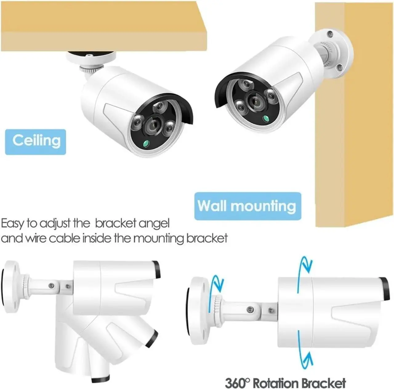 Alt view image 4 of 5 - Gadpiparty 4CH NVR POE Security Monitoring Kit Closed Circuit TV System Full HD Anti-Vandalism Infrared 1080P Camera Home Outdoors(4CH1080P)