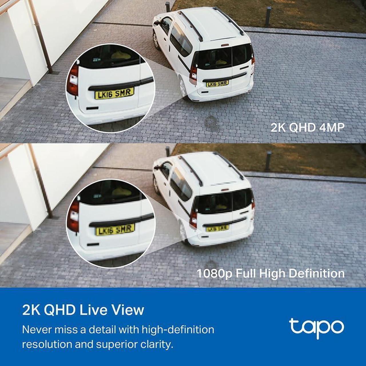 Alt view image 4 of 7 - Gadpiparty Tapo TP-Link 2K QHD Floodlight Camera for Outdoor Security, Wired, 2800 Lumens, 270° Motion-Activated, Free Vehicle/Person Detection, No Subscription Required, Works w/Alexa & Google Home