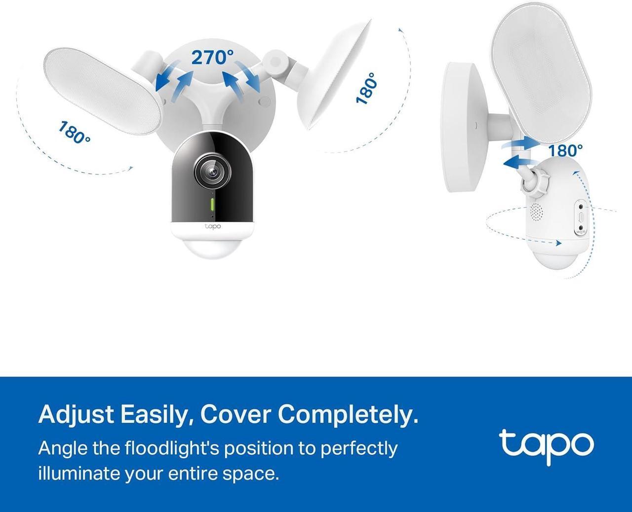 Alt view image 7 of 7 - Gadpiparty Tapo TP-Link 2K QHD Floodlight Camera for Outdoor Security, Wired, 2800 Lumens, 270° Motion-Activated, Free Vehicle/Person Detection, No Subscription Required, Works w/Alexa & Google Home