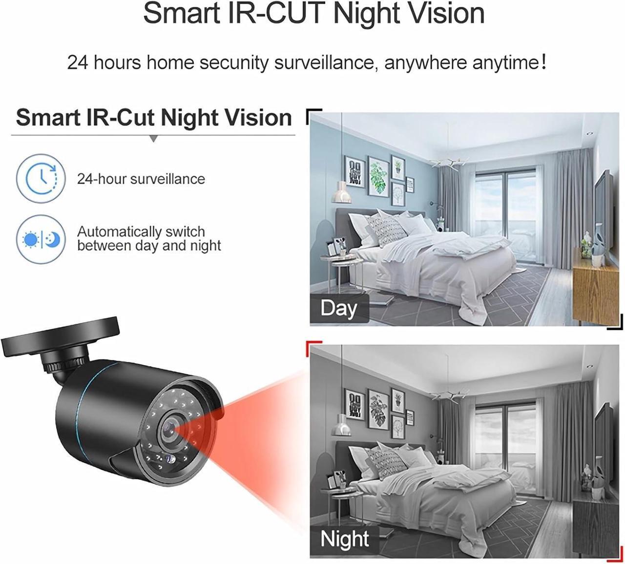 Alt view image 2 of 7 - Gadpiparty Home Security Camera System 3000TVL Surveillance DVR Kits, 4pcs Wired 5MP IP Night Vision Cameras Set with AI Motion Person Vehicle Detection, 4K NVR with 500GB Hard Drive for 24-7 Recordi