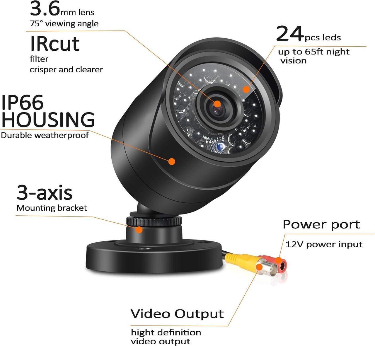 Alt view image 7 of 7 - Gadpiparty Home Security Camera System 3000TVL Surveillance DVR Kits, 4pcs Wired 5MP IP Night Vision Cameras Set with AI Motion Person Vehicle Detection, 4K NVR with 500GB Hard Drive for 24-7 Recordi