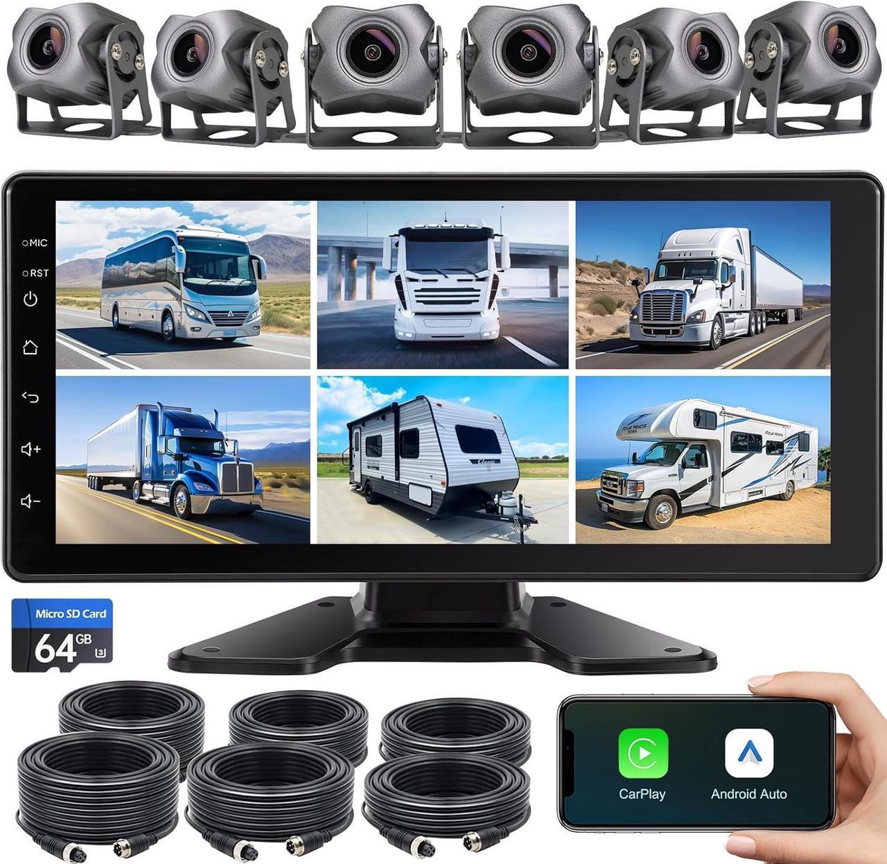 Main image of Gadpiparty 6-Channel Dash Cam 1080P Backup Camera System with 10.33 Inch Touch Parking Monitor,DVR Recording Back Up Camera for RV/Truck/Trailer/Van/SUV/Cars,Wireless Carplay/Android Auto/WiFi/Blueto