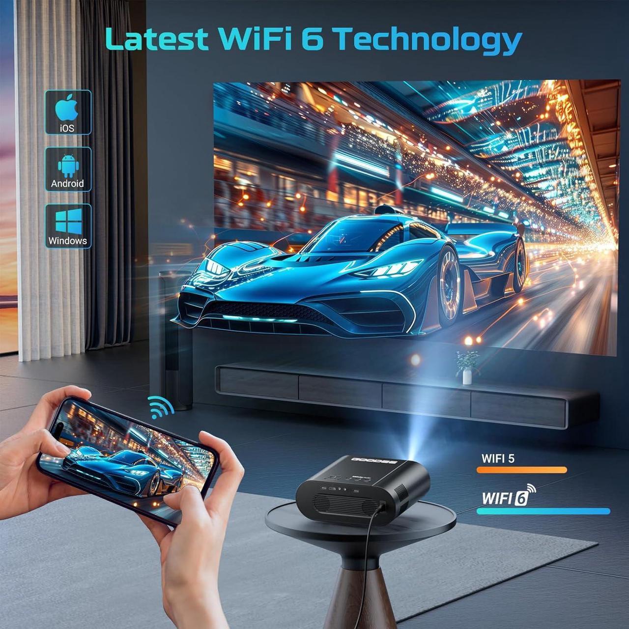 Alt view image 4 of 7 - GooDee Smart 4K Projector with WiFi and Bluetooth, Google TV-Licensed Outdoor Movie Projector with Netflix / Prime Video / YouTube Built-in, Keystone Voice Control Home Theater