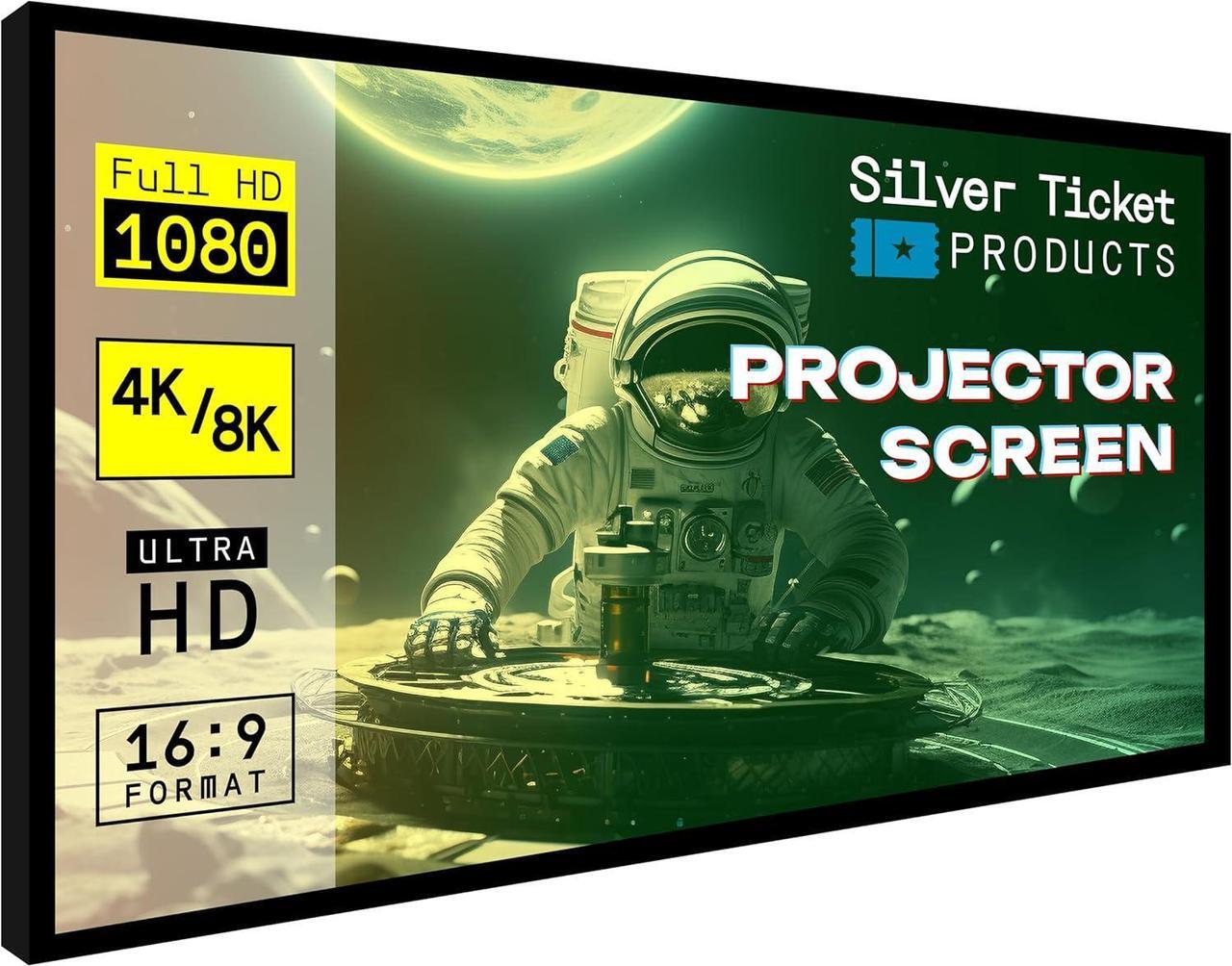 Main image of Silver Ticket Products STR Series 6 Piece Home Theater Fixed Frame 4K / 8K Ultra HD, HDTV, HDR & Active 3D Movie Projection Screen, 16:9 Format, 92" Diagonal, White Material STR-16992