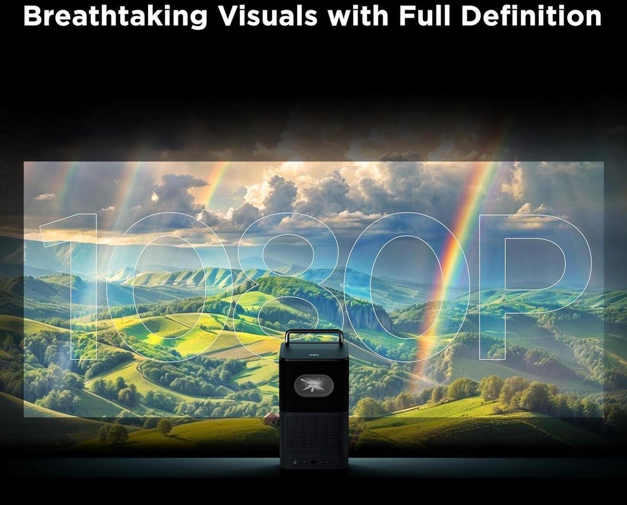 Alt view image 3 of 7 - TCL A1 GTV Projector, Netflix Officially Licensed, Portable Outdoor Projector with WIFI and Bluetooth, Native 1080p&4K support, Auto Focus, 16W Audio & Dolby Digital, 120-Inch Screen