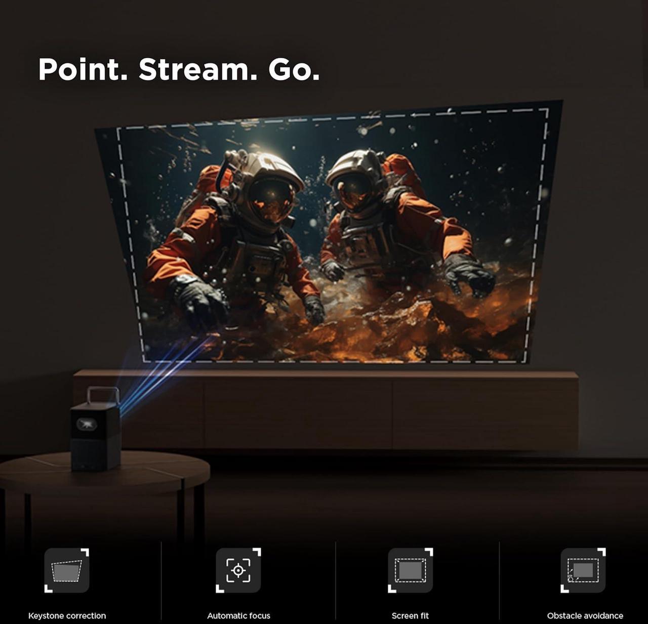 Alt view image 6 of 7 - TCL A1 GTV Projector, Netflix Officially Licensed, Portable Outdoor Projector with WIFI and Bluetooth, Native 1080p&4K support, Auto Focus, 16W Audio & Dolby Digital, 120-Inch Screen