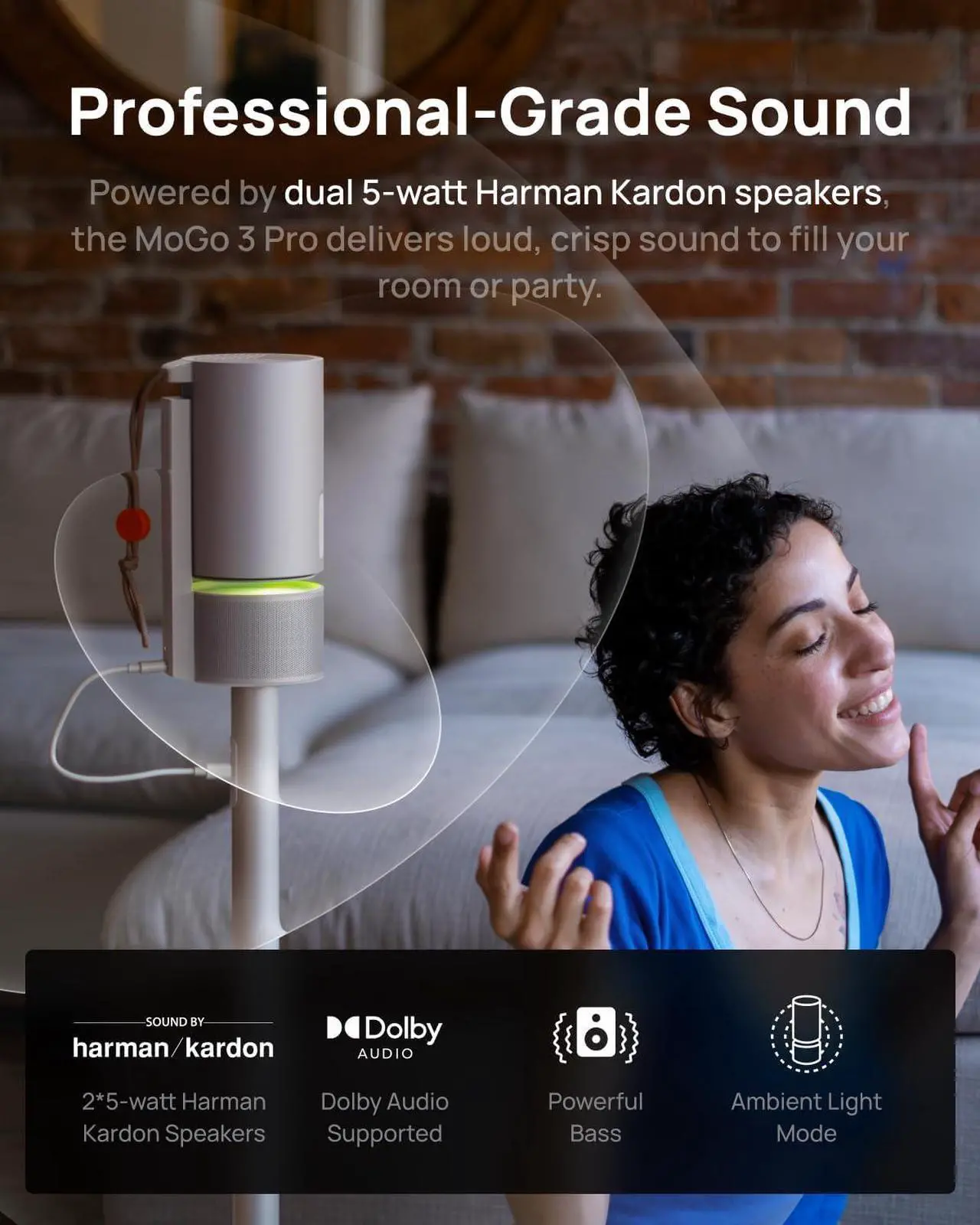 Alt view image 7 of 7 - XGIMI MoGo 3 Pro NEW Portable Projector & Free Creative Optical Filter ($49.99 Value)