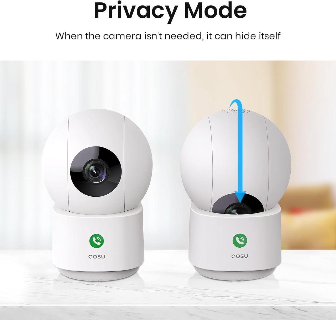 Alt view image 5 of 7 - AOSU 4MP Security Camera Indoor - 2.5K Baby Monitor Pet Camera 360° for Home Security, WiFi Camera with 5/2.4 GHz Wi-Fi Router, One-Touch Call, Smart Motion Tracking (2 Pack)