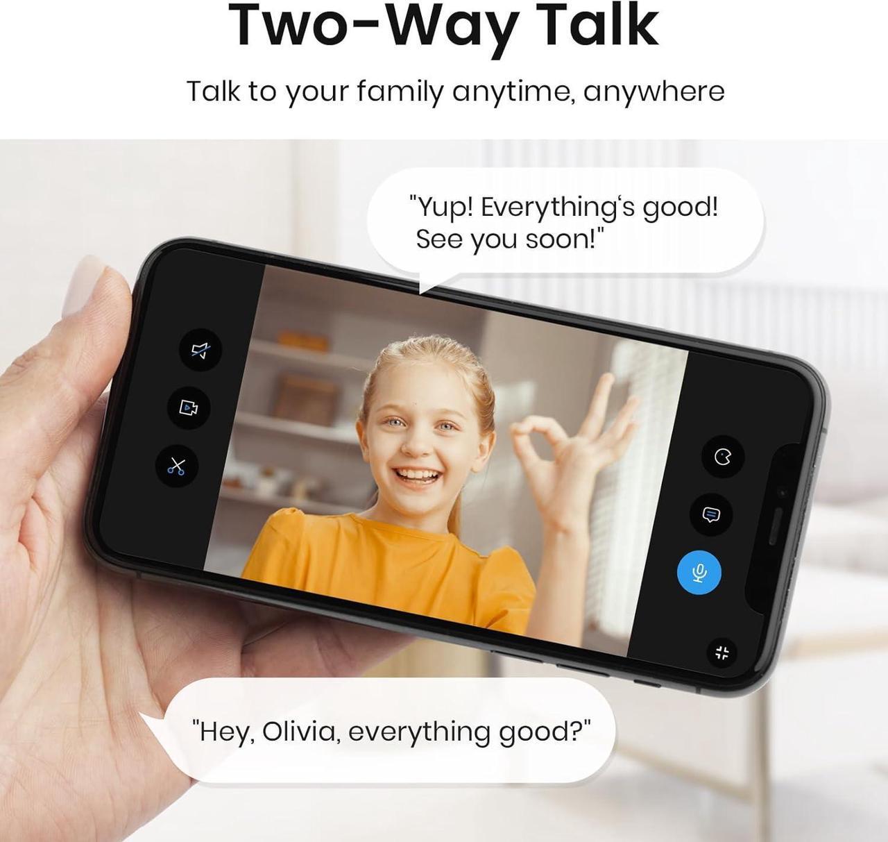 Alt view image 6 of 7 - AOSU 4MP Security Camera Indoor - 2.5K Baby Monitor Pet Camera 360° for Home Security, WiFi Camera with 5/2.4 GHz Wi-Fi Router, One-Touch Call, Smart Motion Tracking (2 Pack)