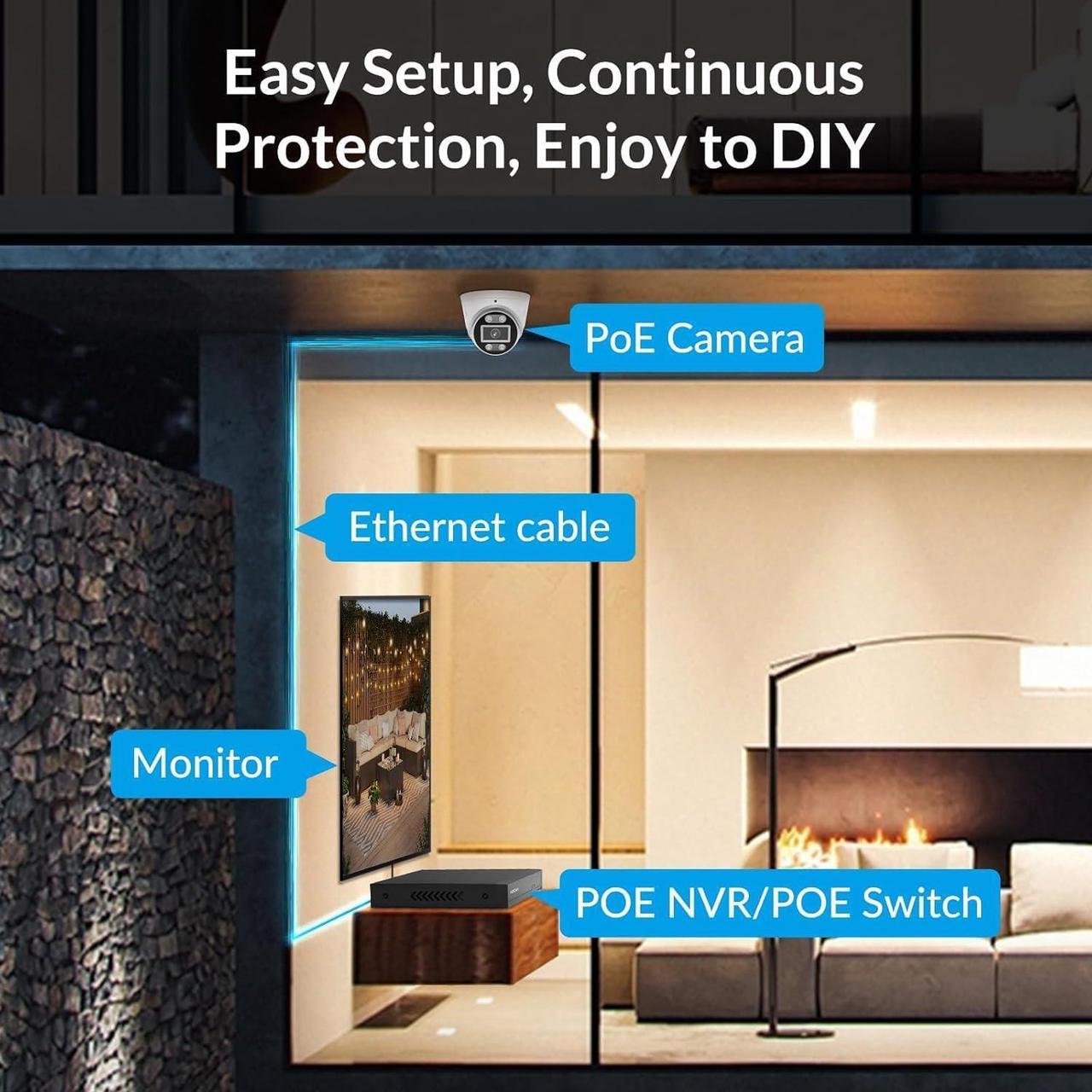 Alt view image 5 of 7 - FOSCAM 4K 8MP NVR PoE Security Camera System 8 Channel NVR 4pcs Wired Outdoors IP PoE 8MP Security Cameras, 2TB HDD, Color Night Vision, 2-Way Audio, AI Human Vehicle Detection, FNA108E-T4