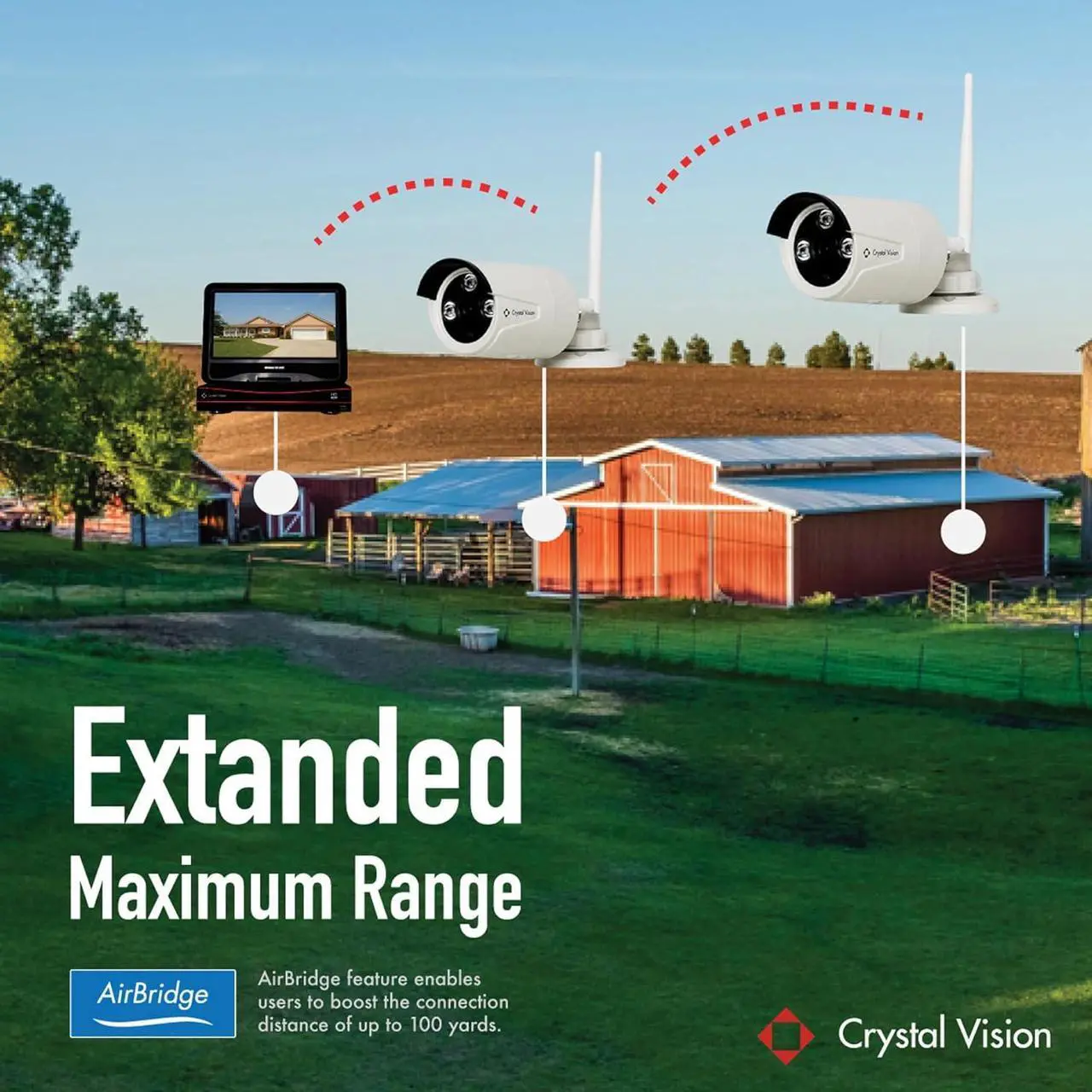 Alt view image 3 of 7 - Gadpiparty [4CH] Crystal Vision CVT9604E-3010W All-in-One True HD Wireless Surveillance System NVR CCTV w/ 2TB HDD, Built-in Monitor & Router, Camera Auto Pair
