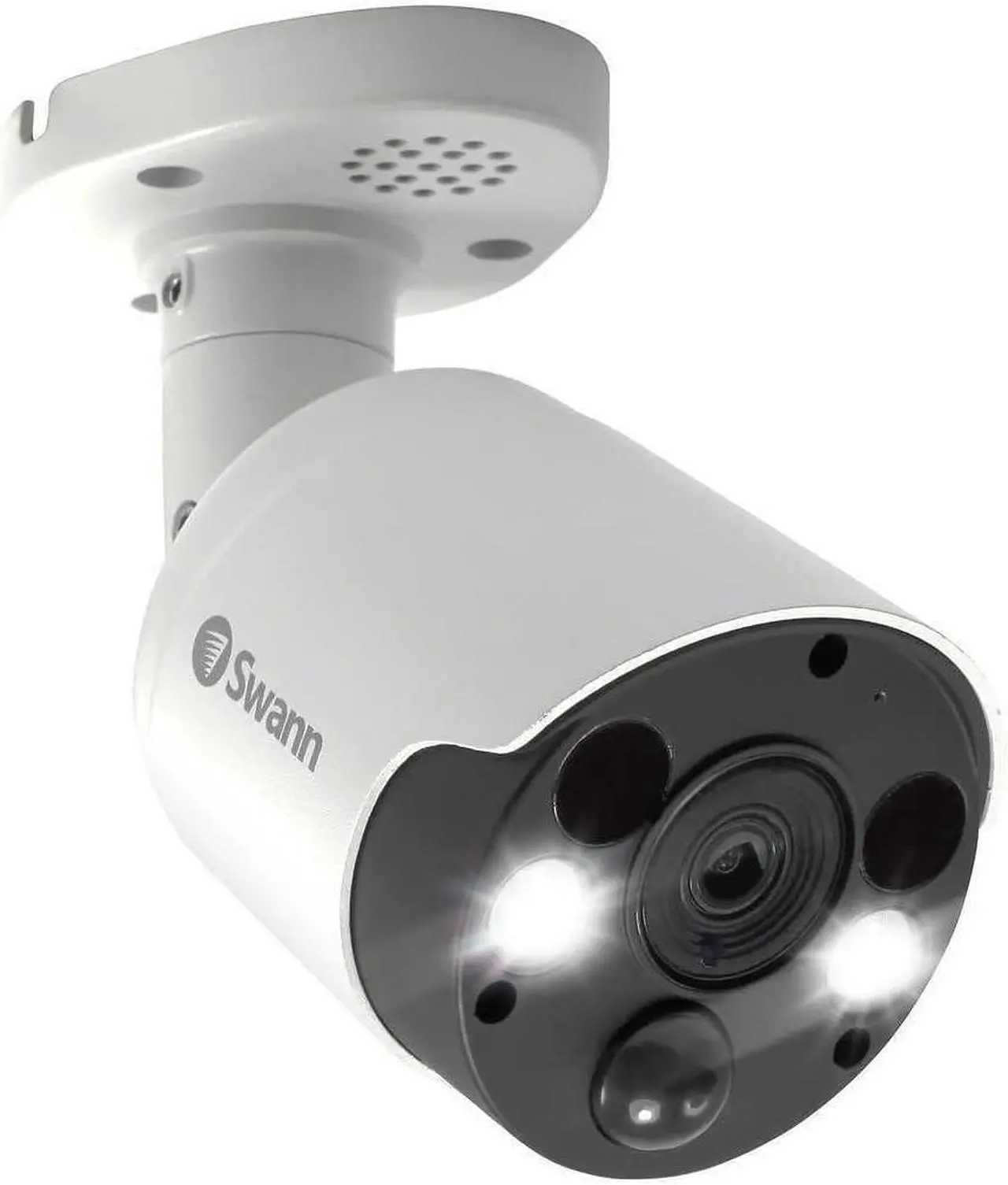 Alt view image 2 of 5 - Swann Indoor/Outdoor Home Security 4K Ultra HD NVR Wired Bullet Camera and Spotlight, Color Night Vision, Heat & Motion Sensing Light, 2-Way Audio, Siren, Compatible w/NVR w/PoE, SWNHD-887MSFB 2 Pack