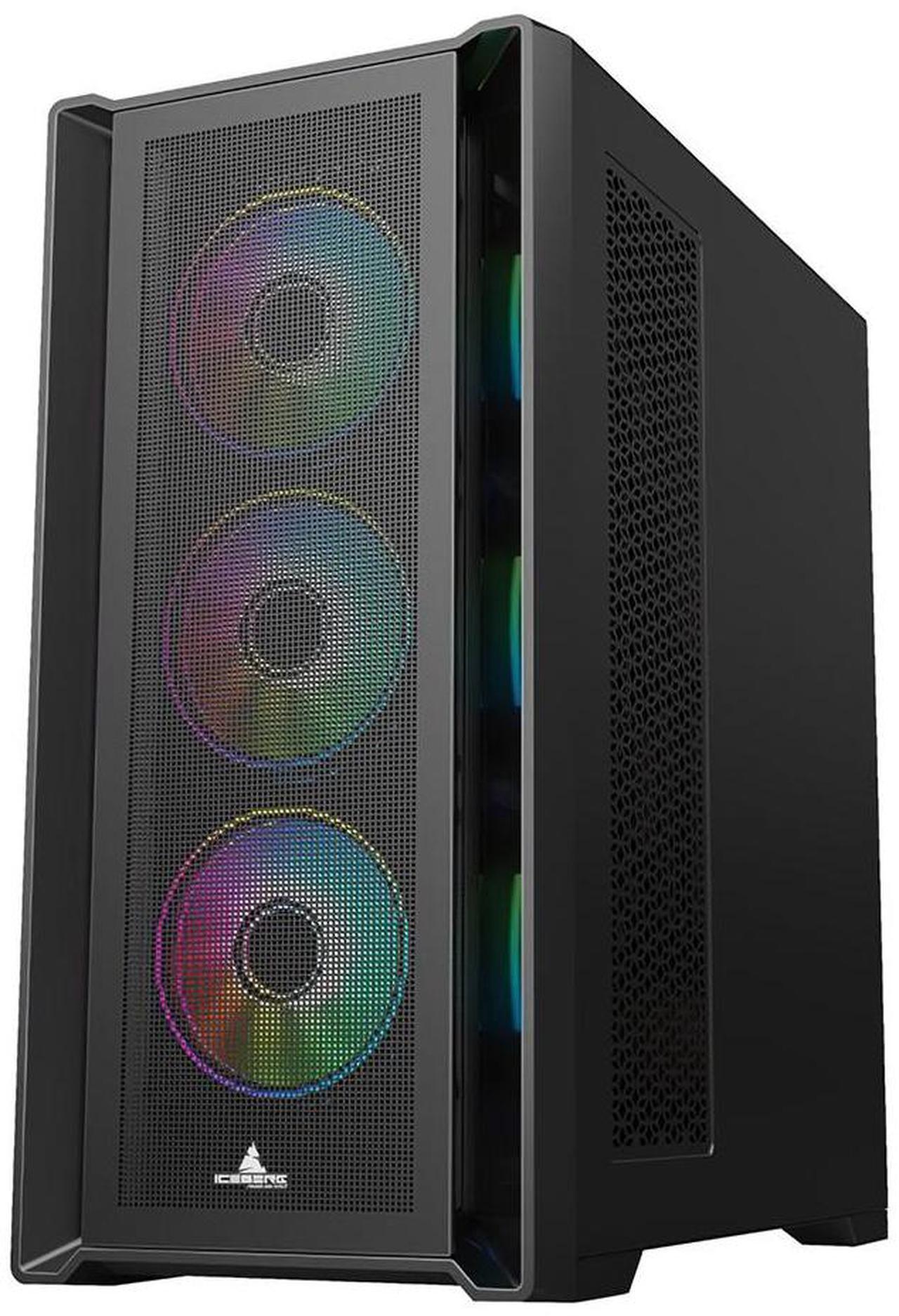 Alt view image 4 of 4 - Iceberg Titan M16 Plus Extended ATX (eATX) Full Tower Gaming PC Case Full-Side Tempered Glass Seven (7) Included aRGB Fans (Black)