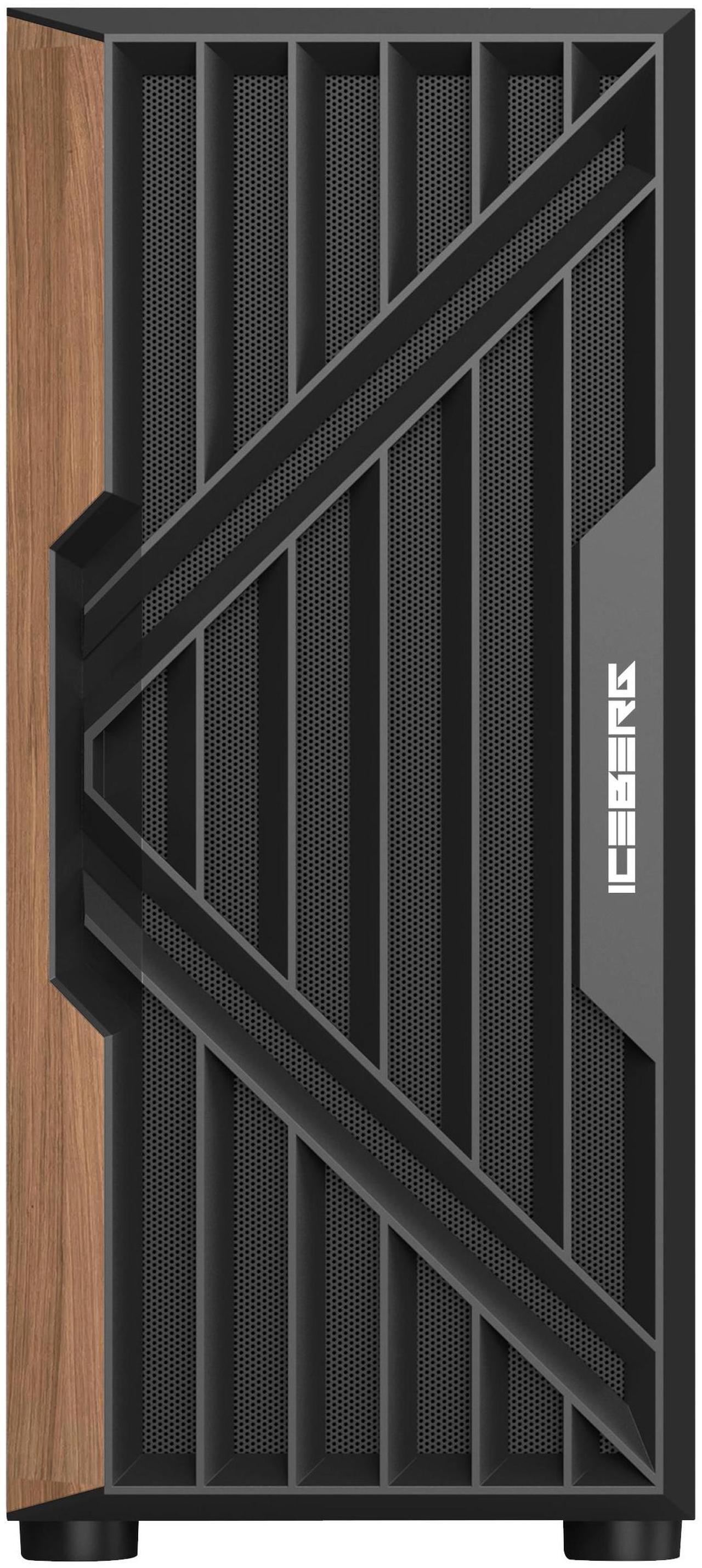 Main image of Iceberg Wood Vector EATX Full Tower Gaming PC Case Full-View Panoramic Tempered Glass Includes Seven (7) aRGB Fans (Black)