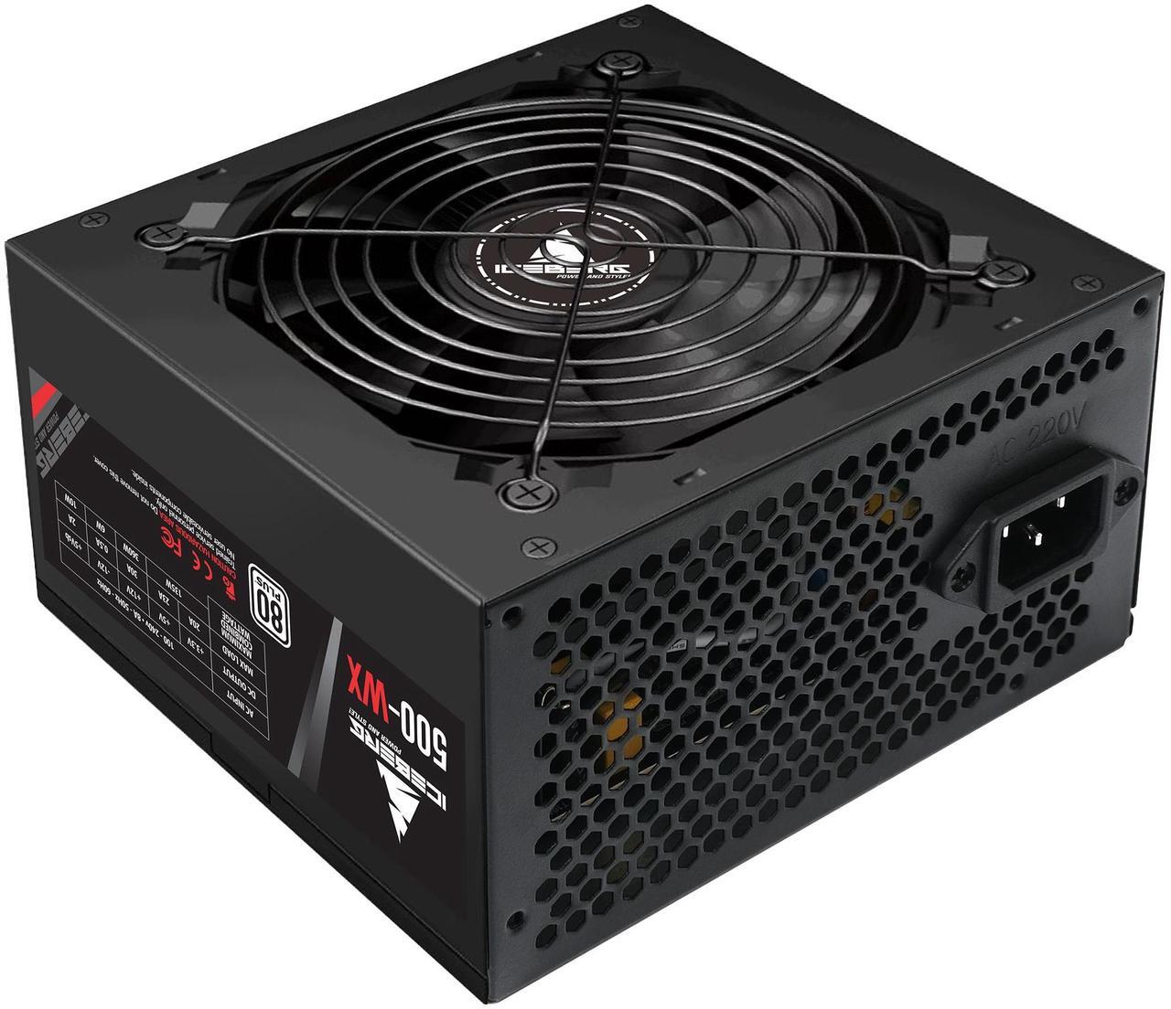 Alt view image 2 of 4 - Iceberg Gaming PC Power Supply Unit 500-WX 500W 80 Plus White PCIe 6+2 conector