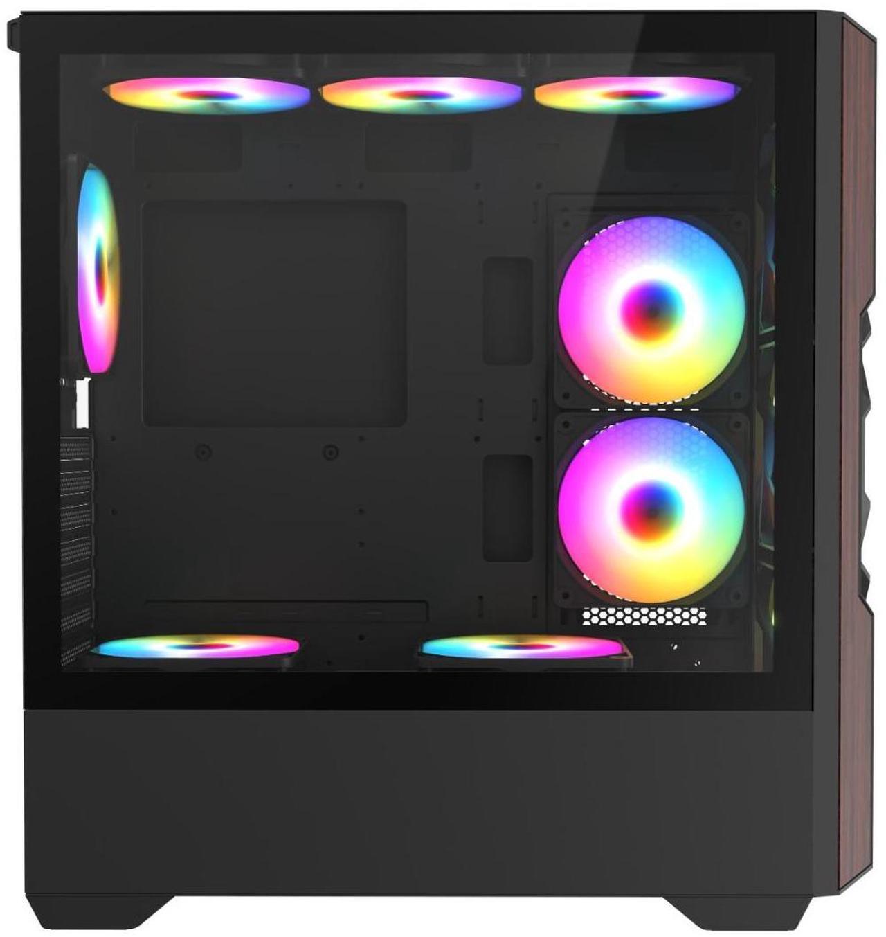 Alt view image 2 of 6 - Iceberg Wood Vector EATX Full Tower Gaming PC Case Full-View Panoramic Tempered Glass Includes Seven (7) aRGB Fans (Black)