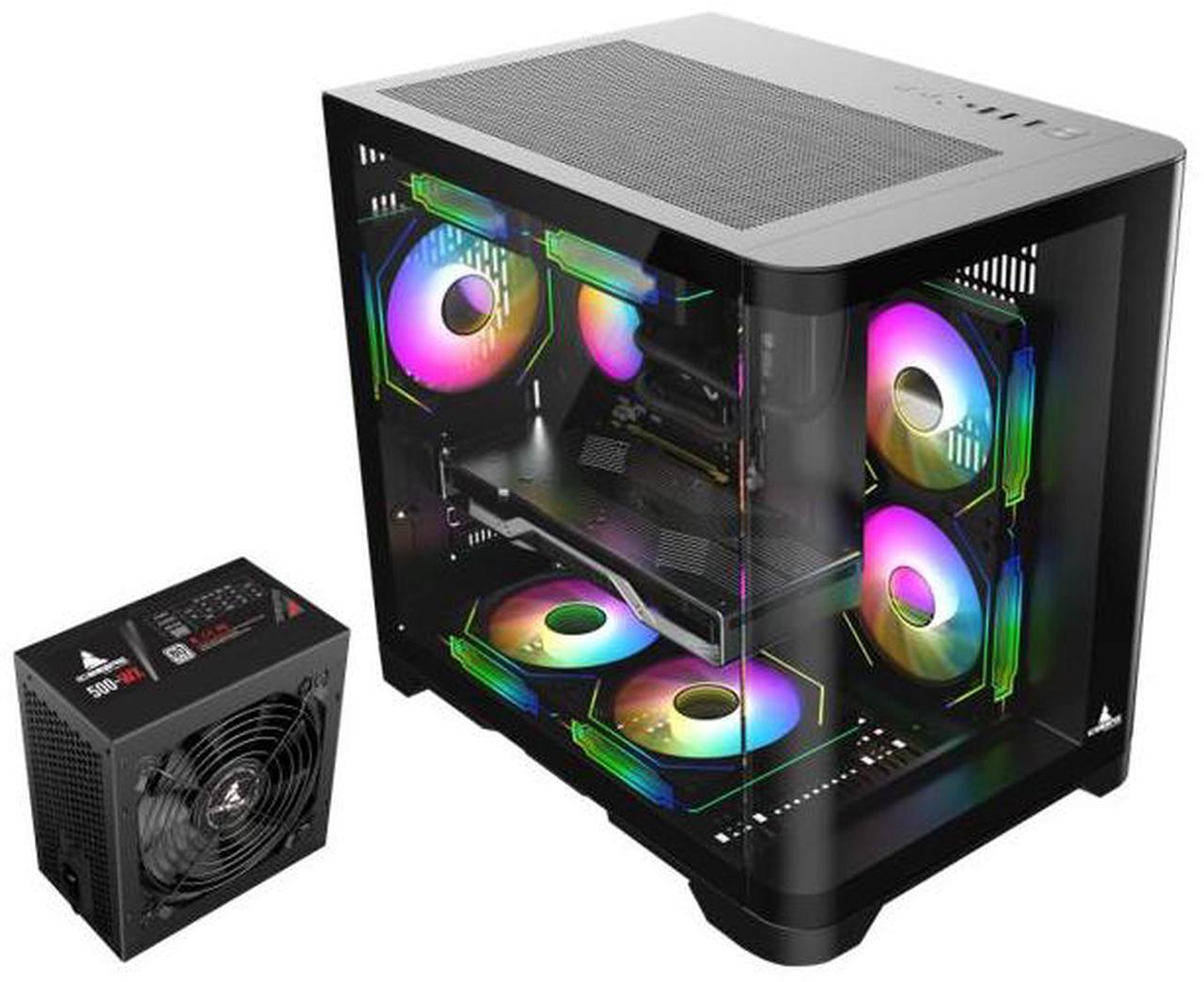 Main image of Iceberg Gaming PC Case Crystal Wave M BLK curved tempered Glass with PSU 500WX 80 plus
