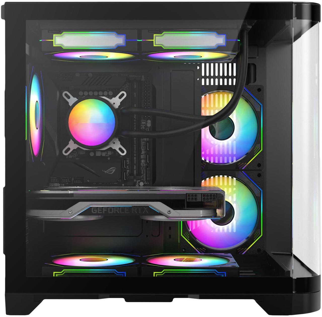 Alt view image 2 of 7 - Iceberg Gaming PC Case Crystal Wave M BLK curved tempered Glass with PSU 500WX 80 plus