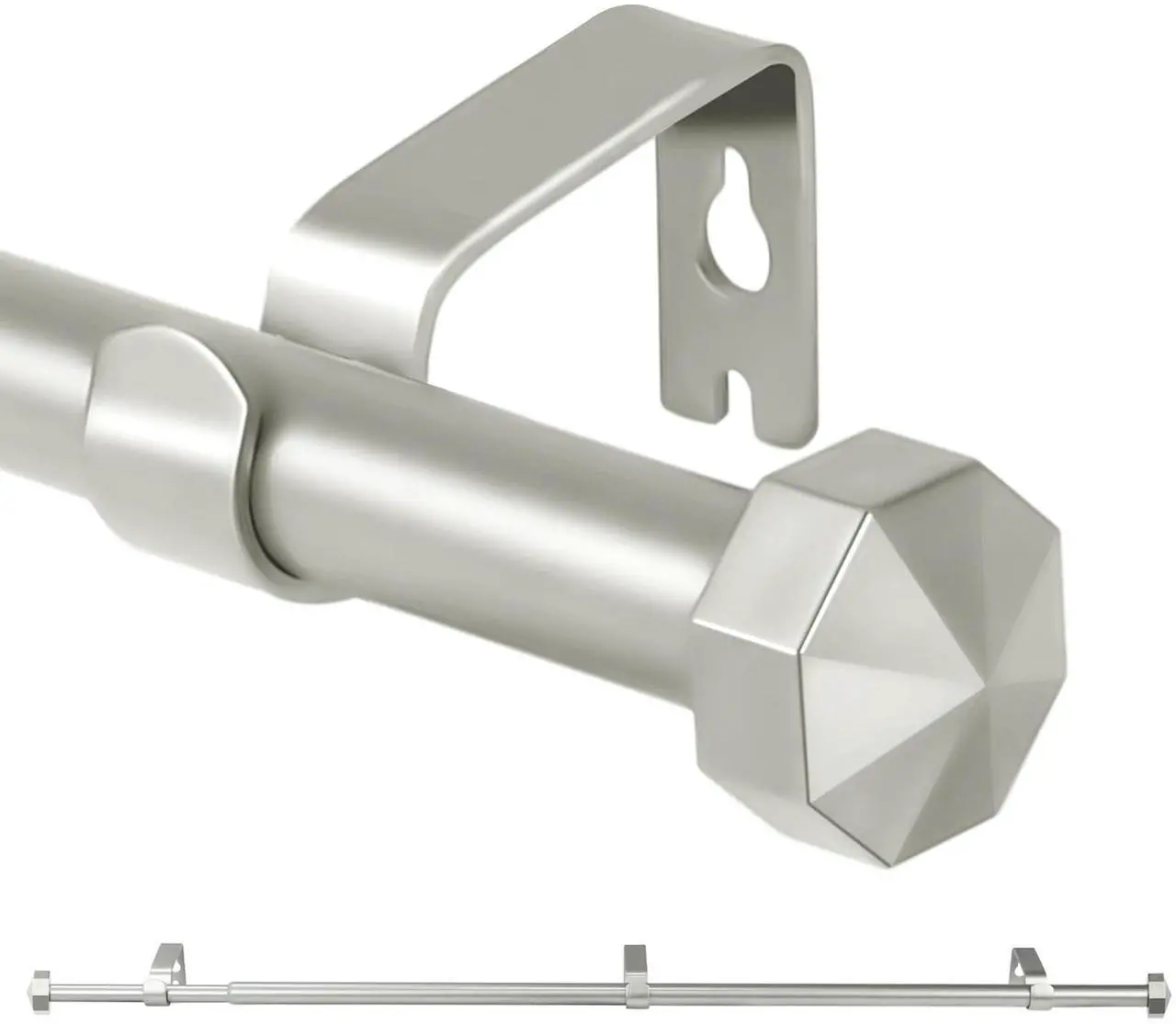 Main image of N Urbanest 5/8" Diameter Single Telescopic Curtain Rod Set with Octagonal Finials, 28"-48", Pewter