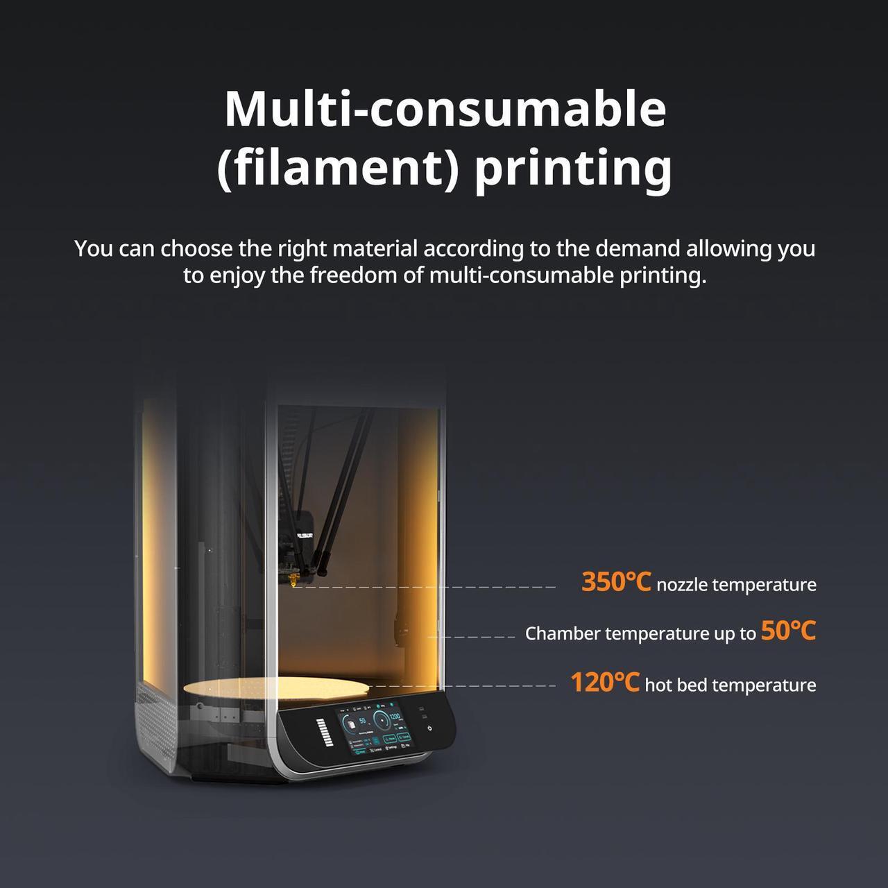 Alt view image 4 of 7 - FLSUN S1 3D Printer - 1200mm/s Ultra-Fast FDM 3D Printers, 350°C All-Metal Hotend, Auto Leveling, Large Build Volume 13"x13"x17" | Supports PLA, ABS, PETG, TPU ect. | Professional & Hobbyist Use