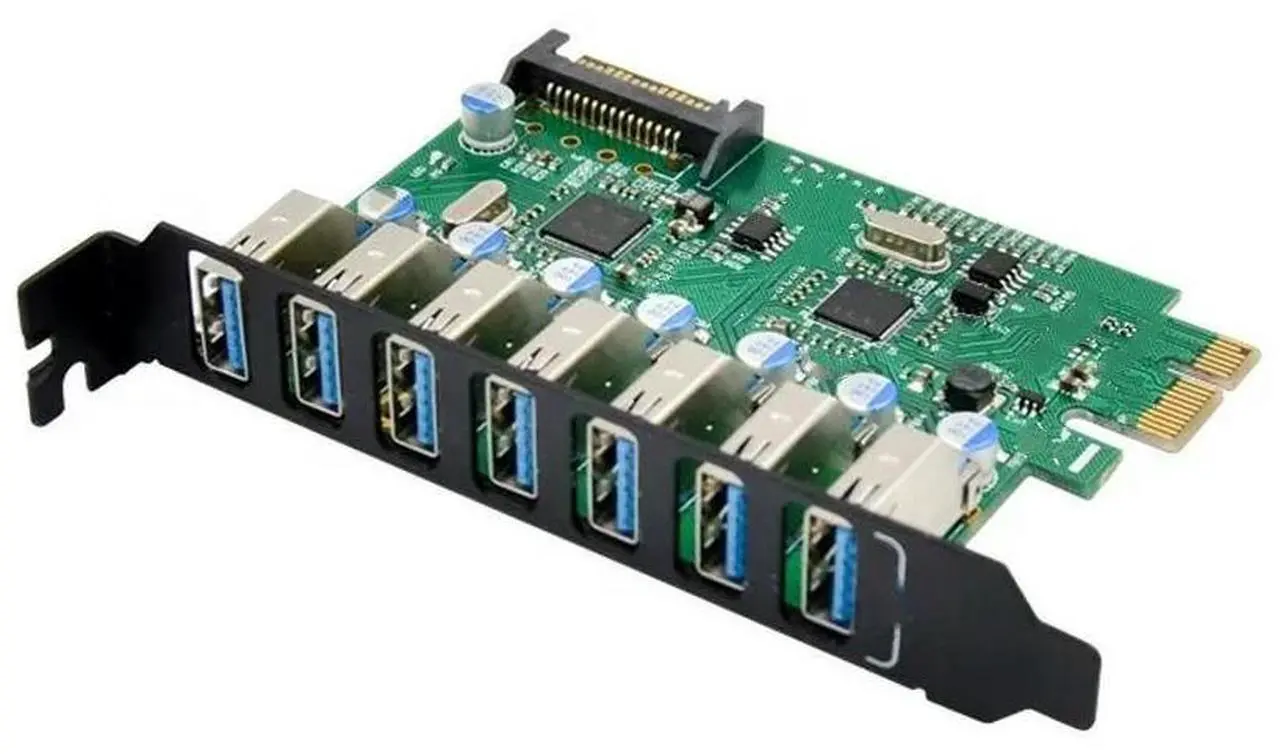 Main image of FOR PCI-e usb 3.0 Expansion Card 7 port USB 3.0 PCI express Expansion Card pcie usb3.0 to pcie Adapter converter sata power supply