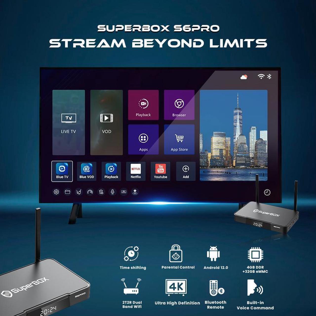 Alt view image 6 of 7 - Superbox Premium Edition S6 Pro - Android 12, 4GB RAM, 32GB Storage, 6K Media Player with Voice Control, Timeshift Function, Parental Control, Smart Android TV Box