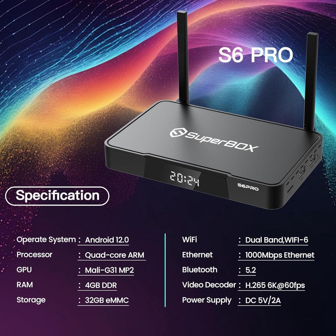 Alt view image 7 of 7 - Superbox Premium Edition S6 Pro - Android 12, 4GB RAM, 32GB Storage, 6K Media Player with Voice Control, Timeshift Function, Parental Control, Smart Android TV Box