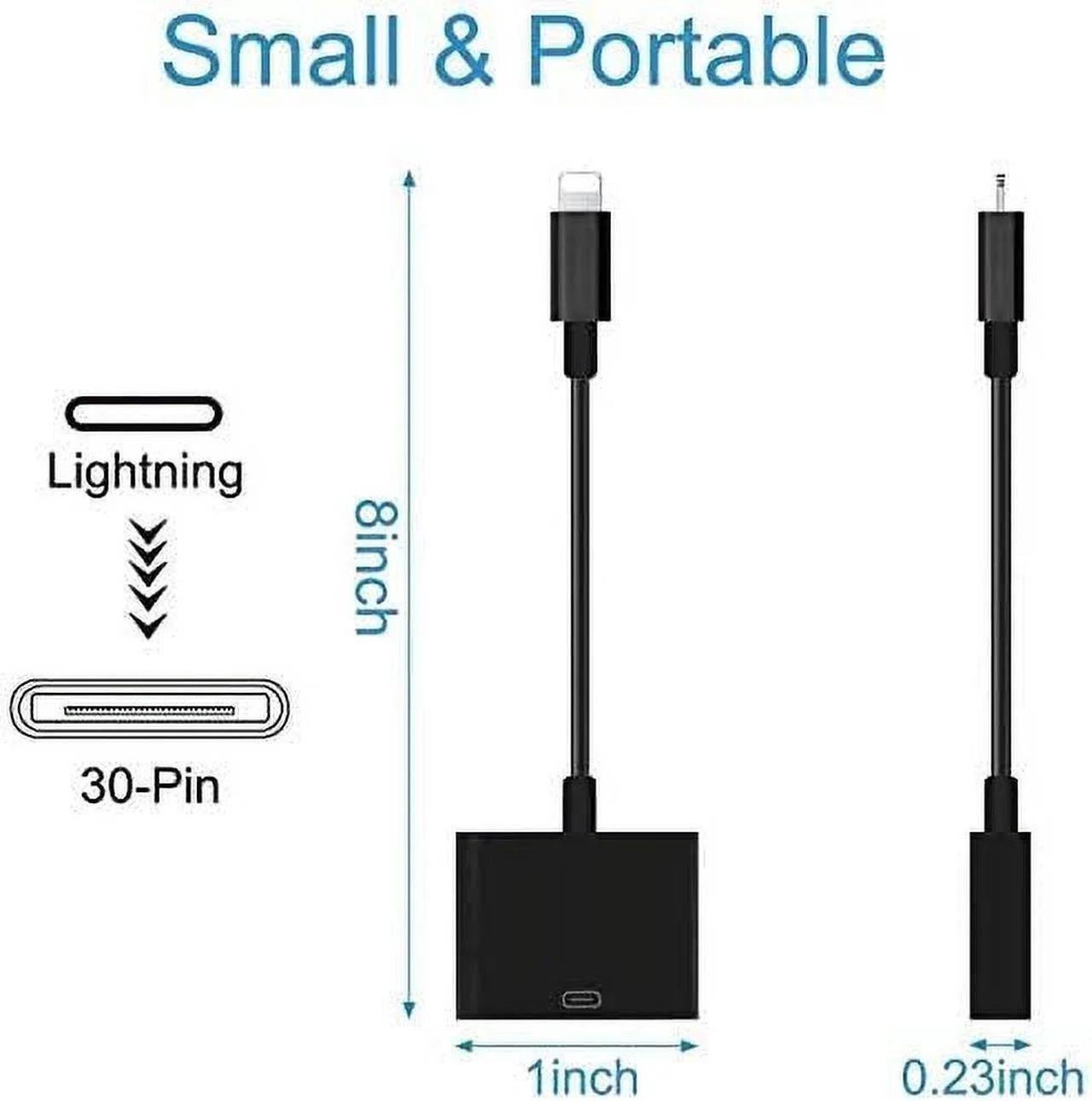 Alt view image 2 of 7 - DIXSG 8-Pin Male to 30-Pin Female Adapter Converter Charging Data Sync Cable Connector Compatible with Old iOS phone(No Audio) Black